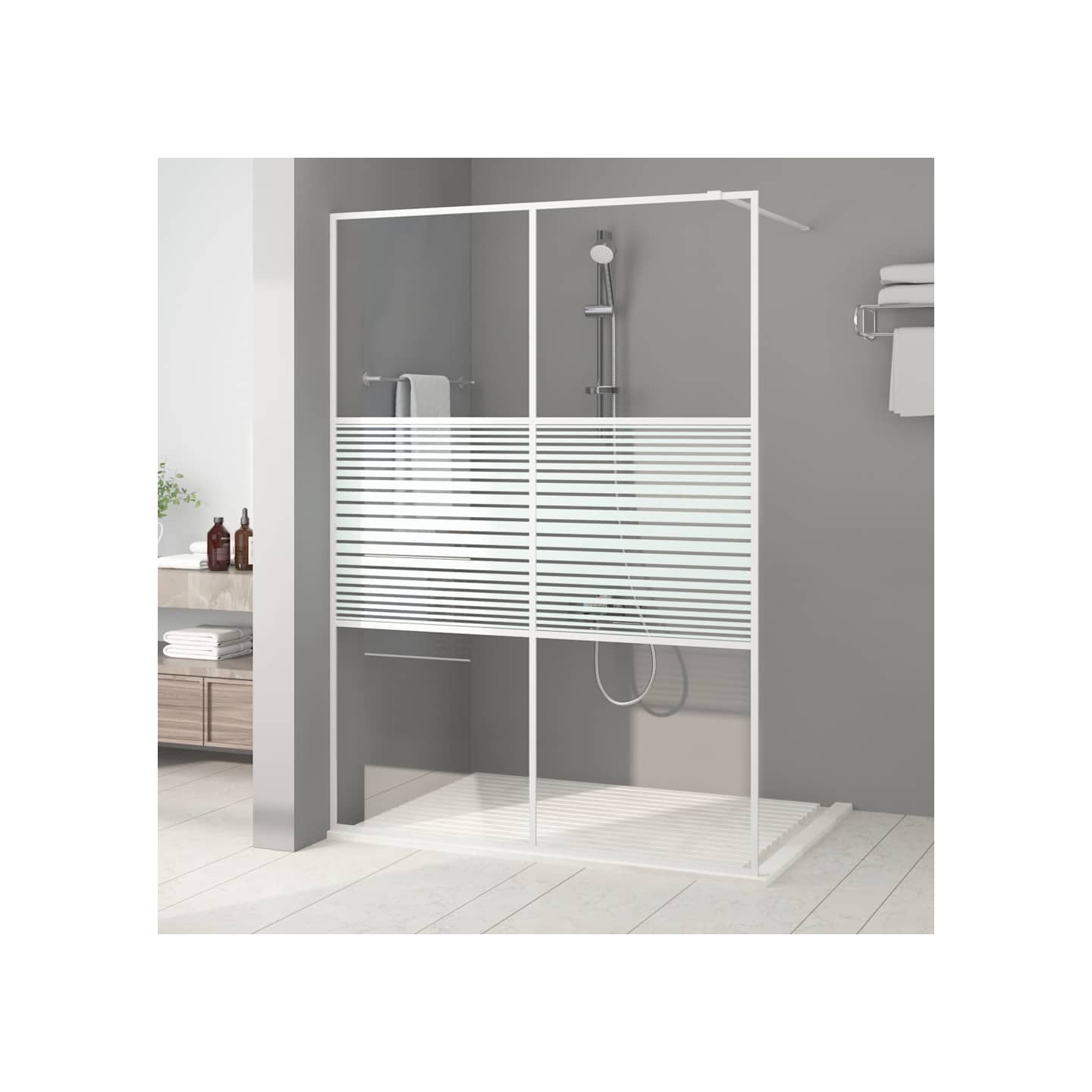 Paroi de douche Blanc 140x195 cm Verre ESG transparent