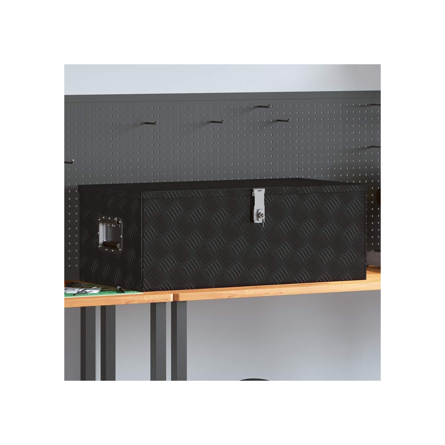 Boîte de rangement Noir 90x47x33,5 cm Aluminium