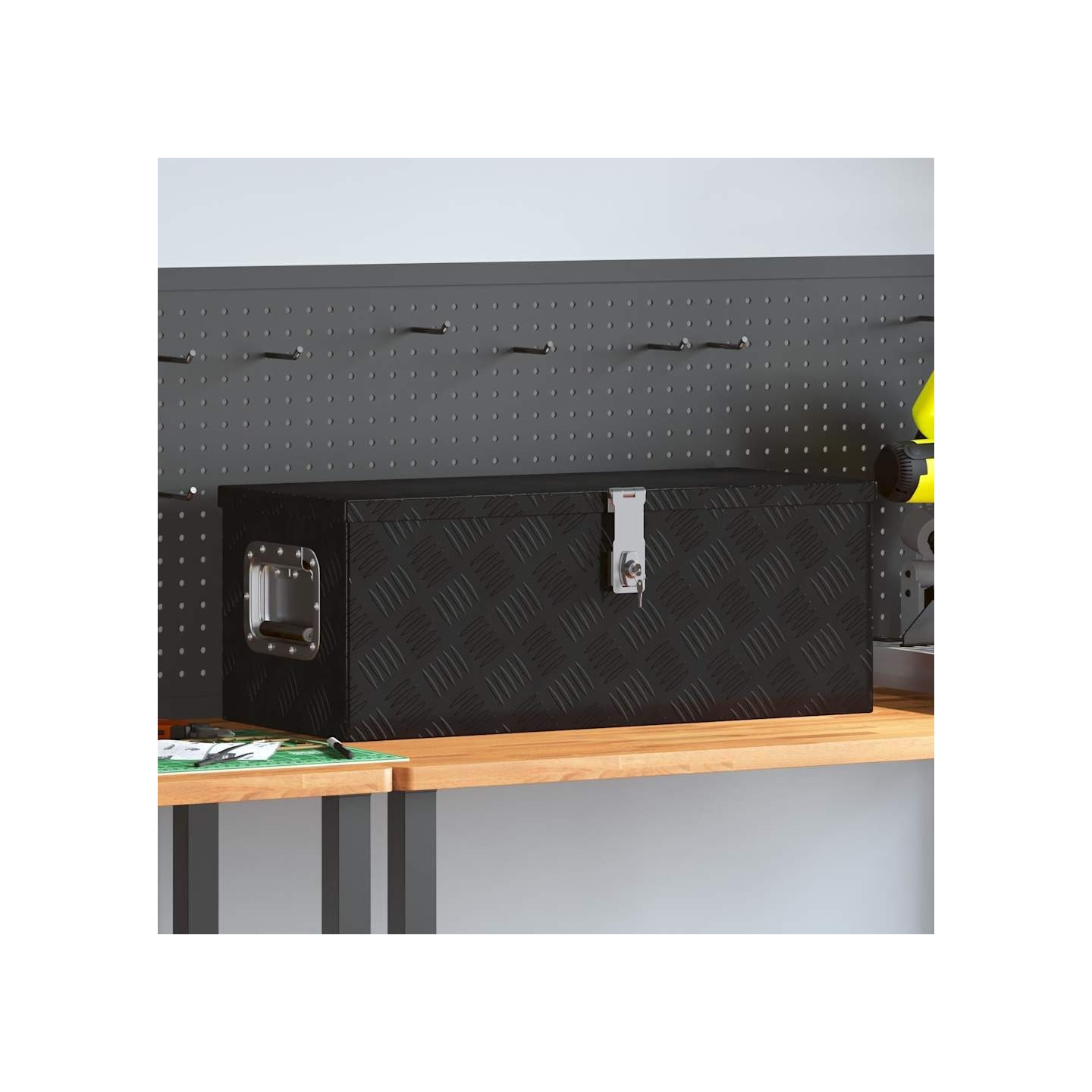 Boîte de rangement Noir 70x31x27 cm Aluminium