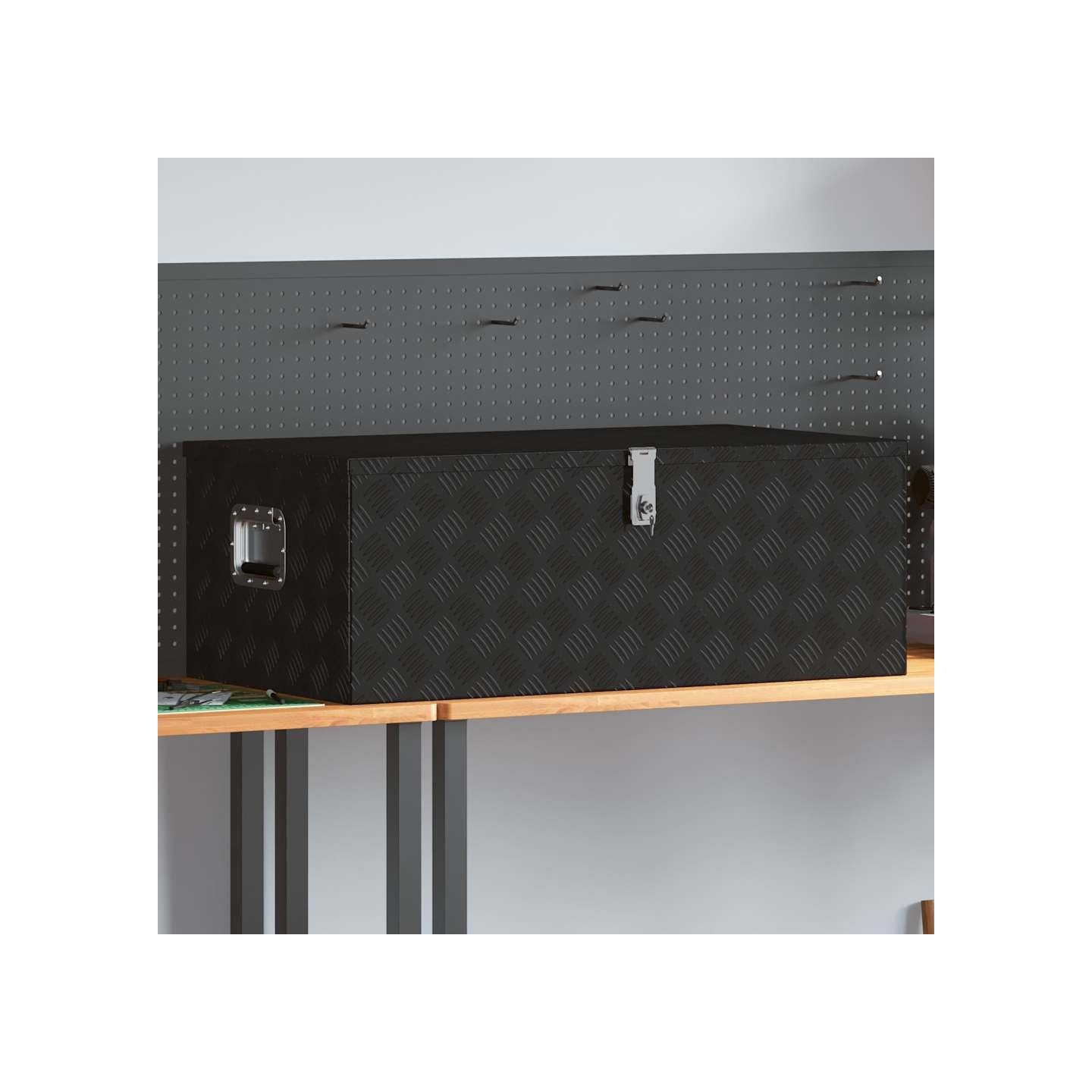 Boîte de rangement Noir 100x55x37 cm Aluminium