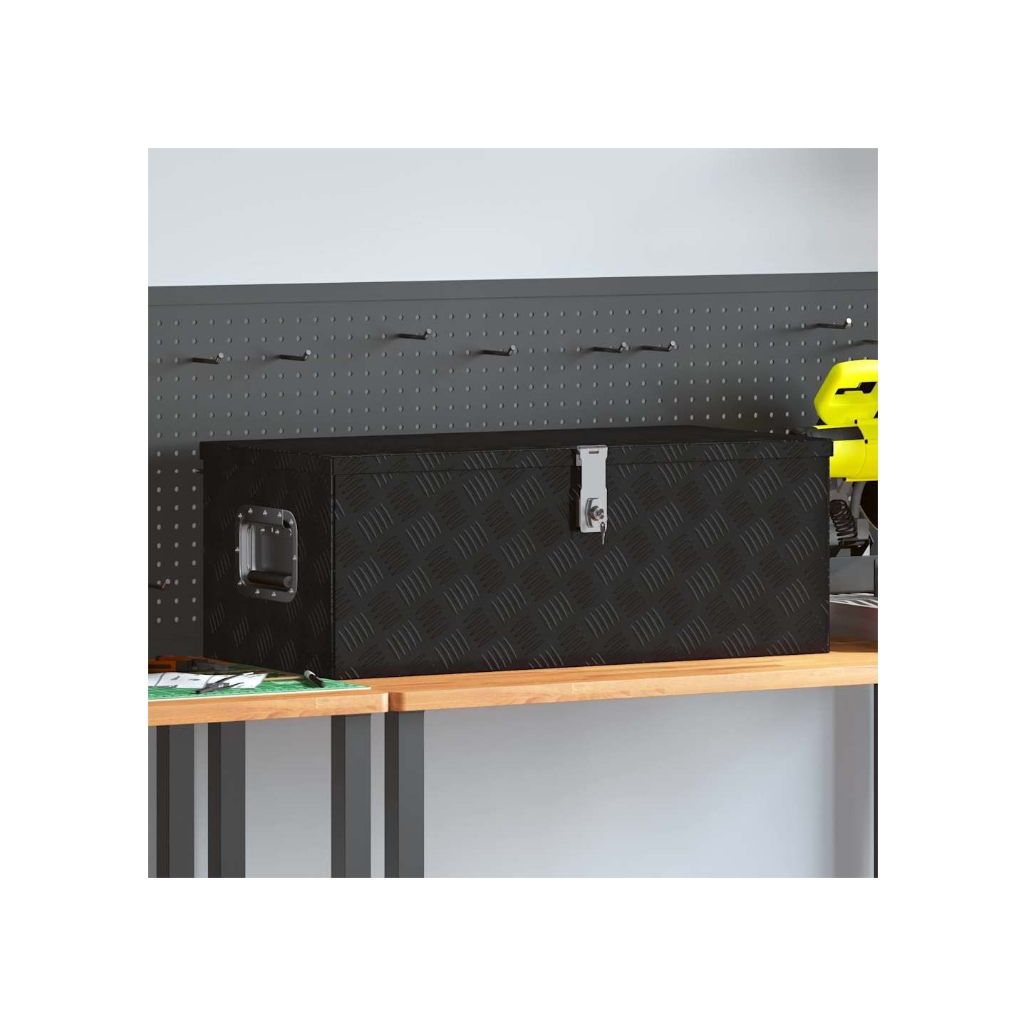 Boîte de rangement Noir 80x39x30 cm Aluminium