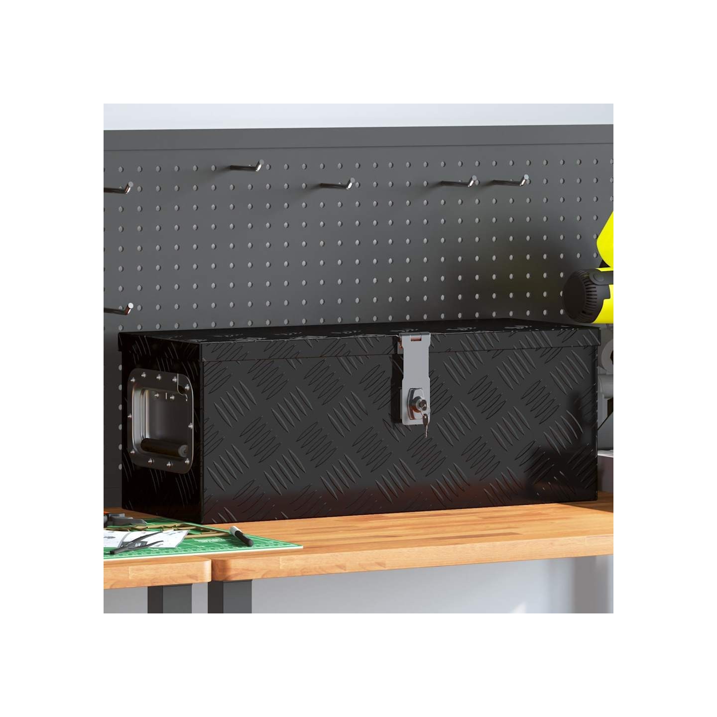 Boîte de rangement Noir 60x23,5x23 cm Aluminium