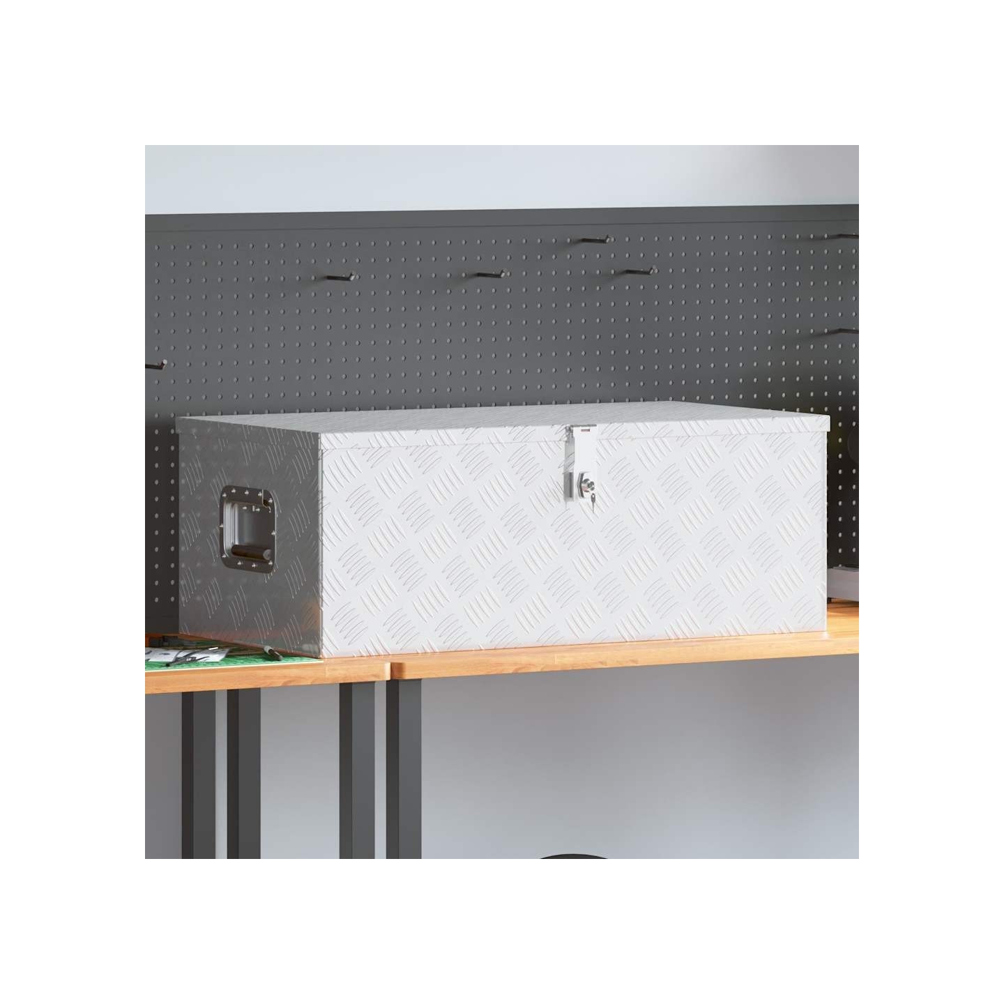 Boîte de rangement Argenté 90x47x33,5 cm Aluminium
