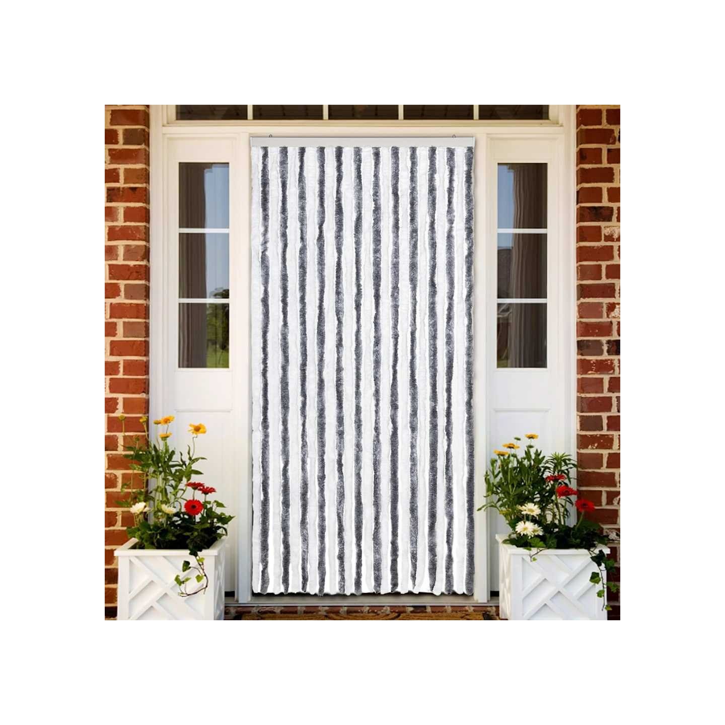 Moustiquaire Gris et blanc 100x220 cm Chenille