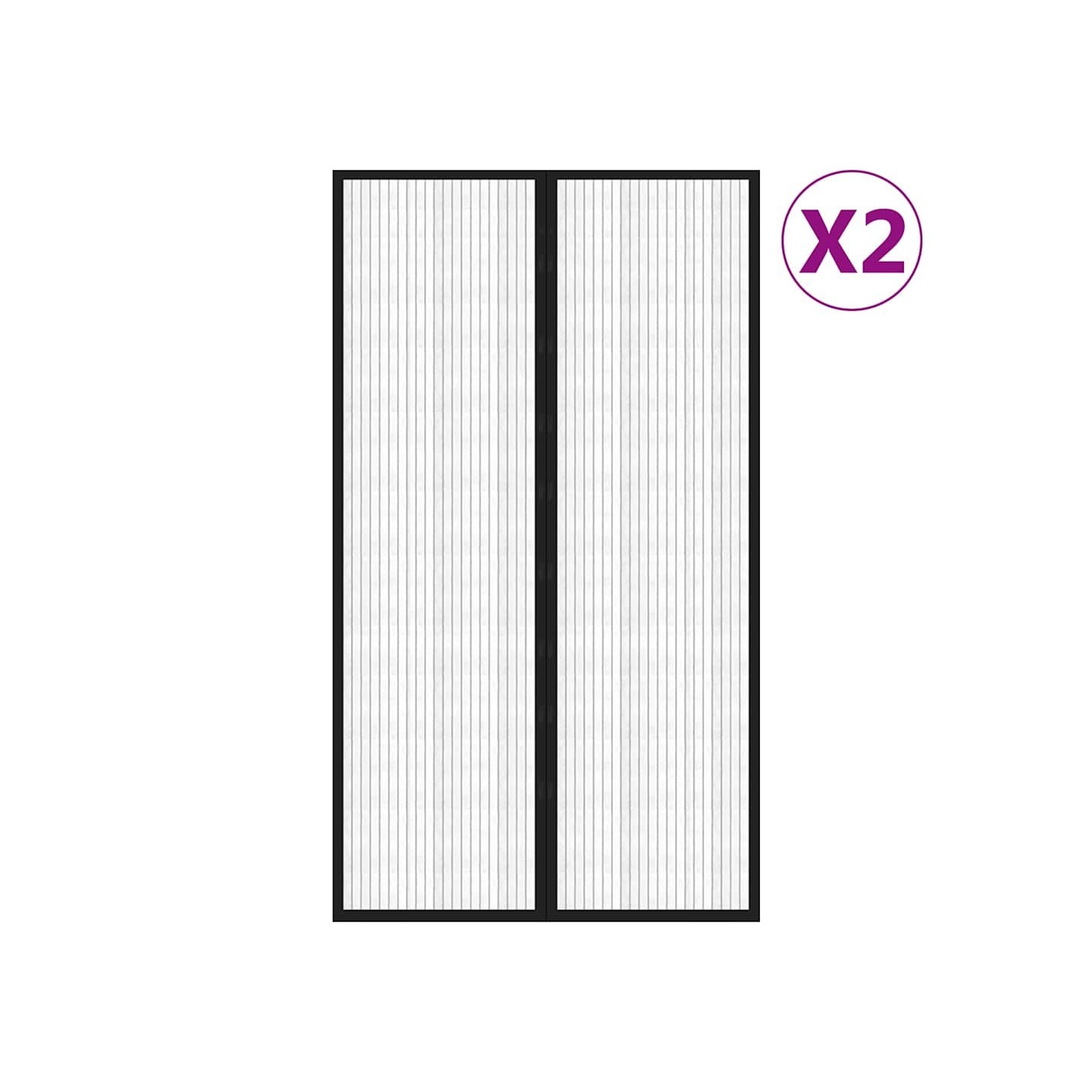 Rideaux de porte anti-insectes 2 pcs avec aimants noir 200x80cm