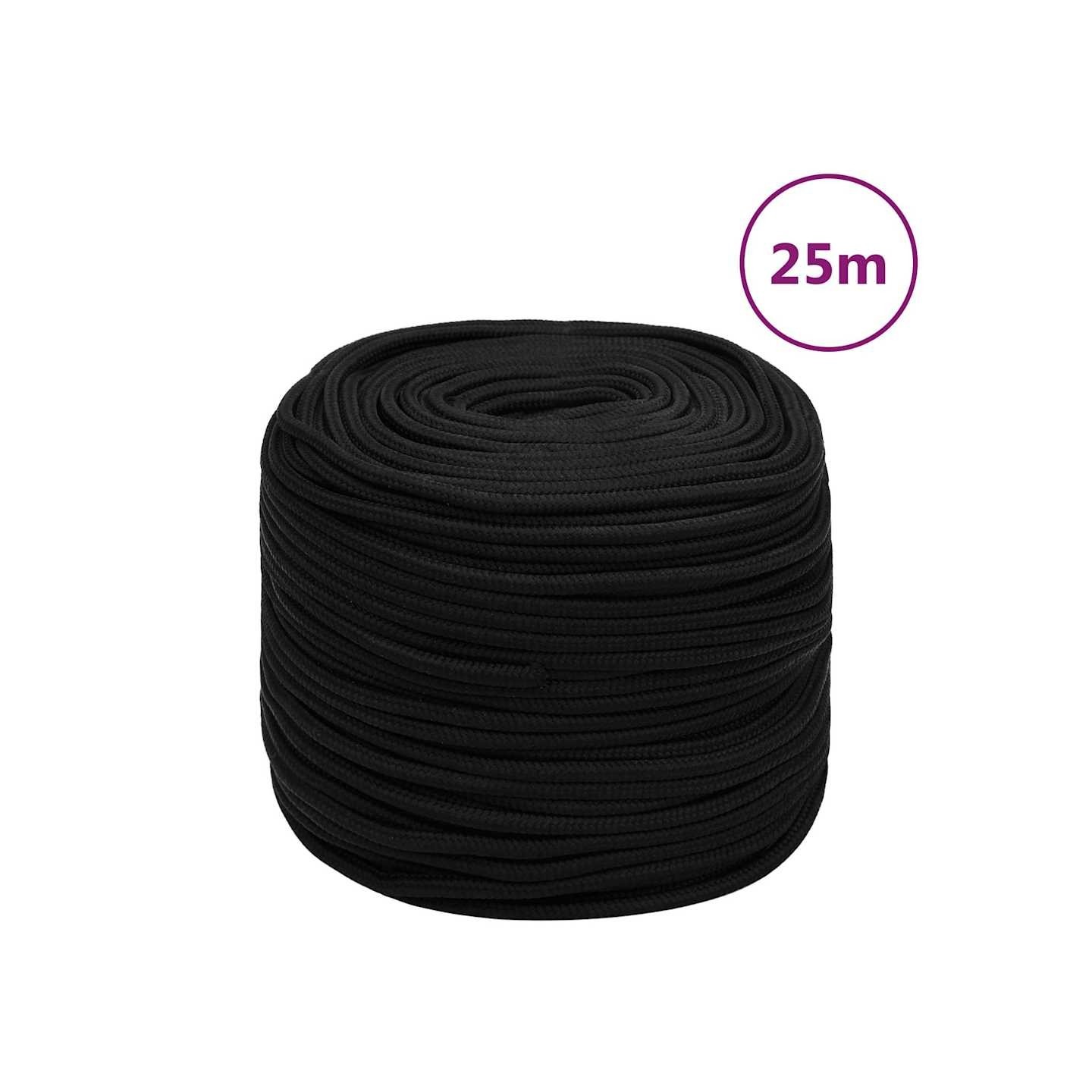 Corde de travail Noir 10 mm 25 m Polyester