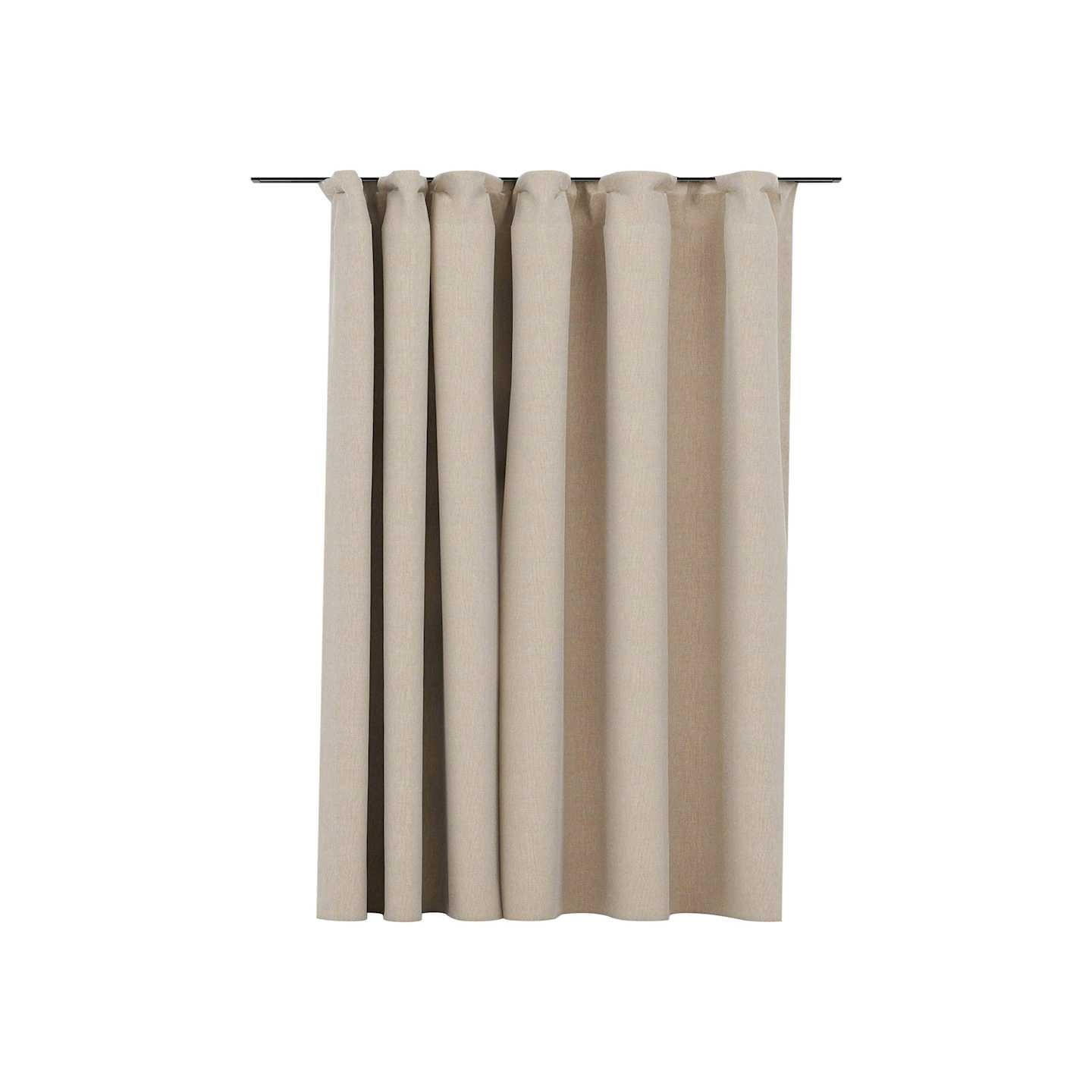 Rideau occultant d'aspect de lin avec crochets beige 290x245 cm