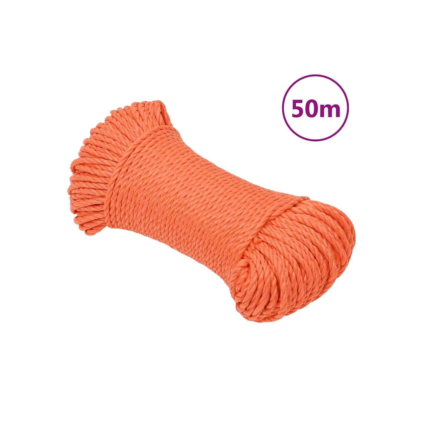 Corde de travail orange 3 mm 50 m polypropylène