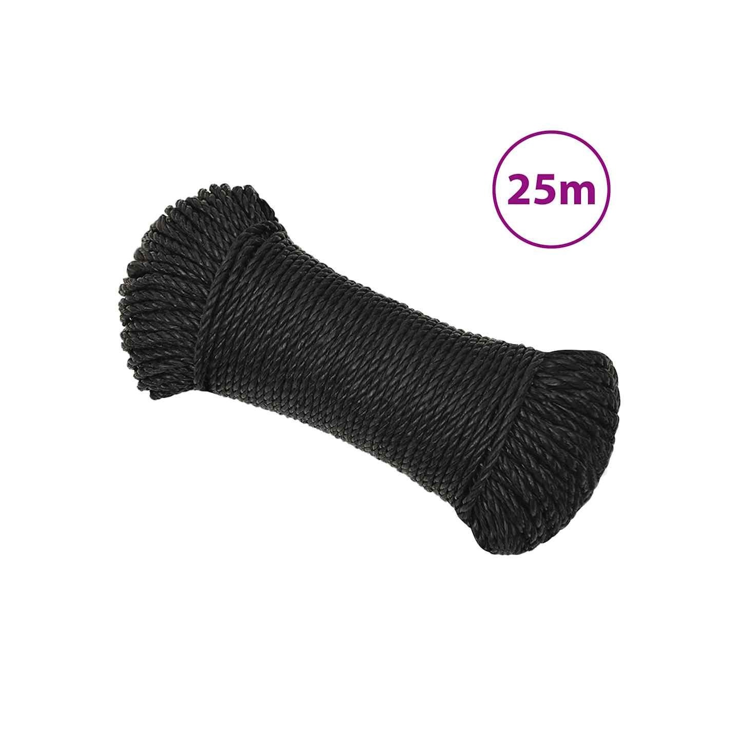 Corde de travail Noir 6 mm 25 m polypropylène