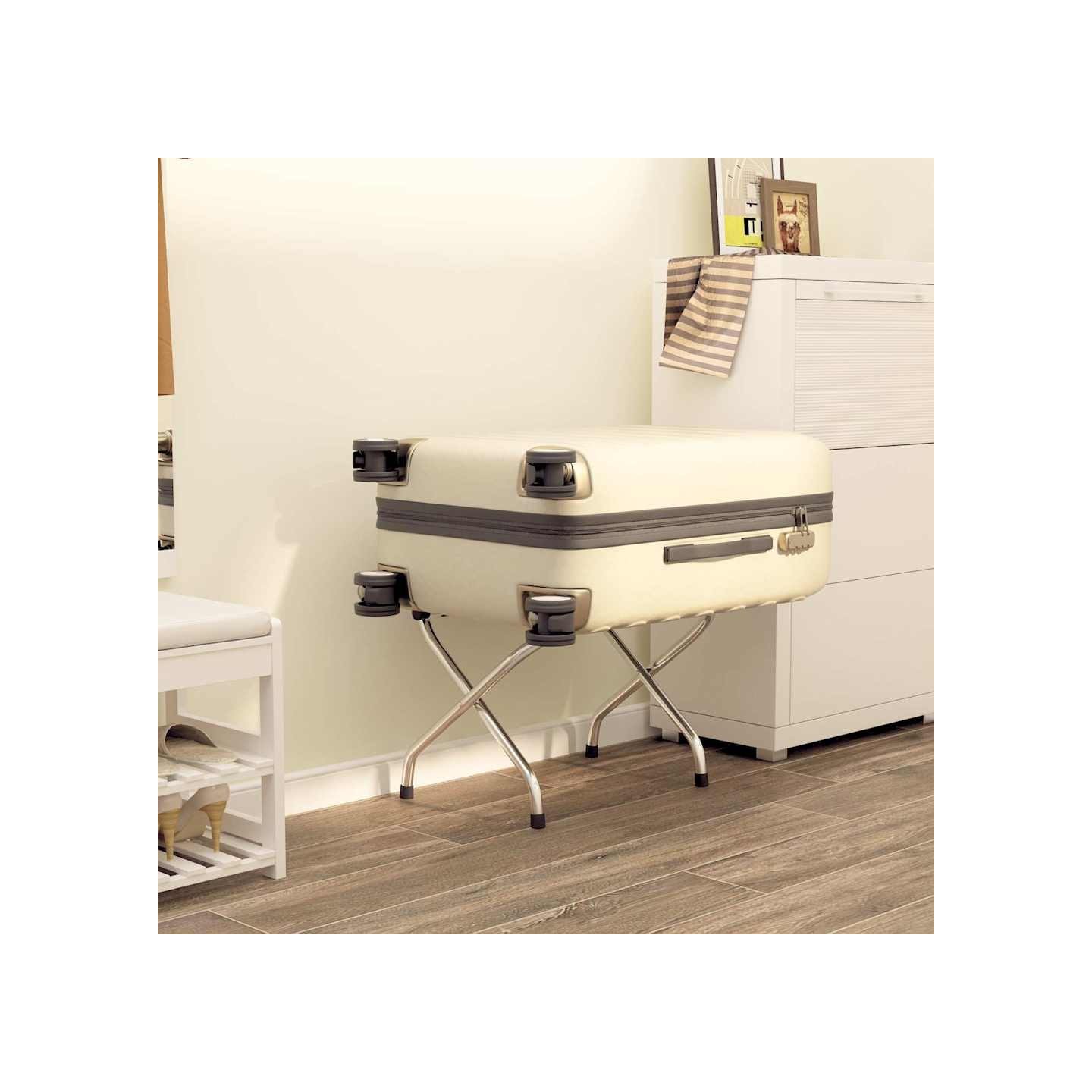 Porte-bagages avec dossier Argent 56 x 39 x 52 cm