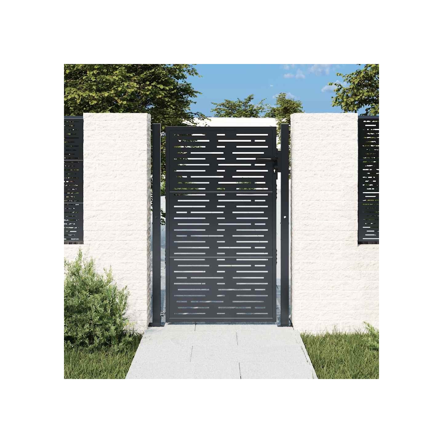 Portail de jardin anthracite 100x125 cm conception de carré