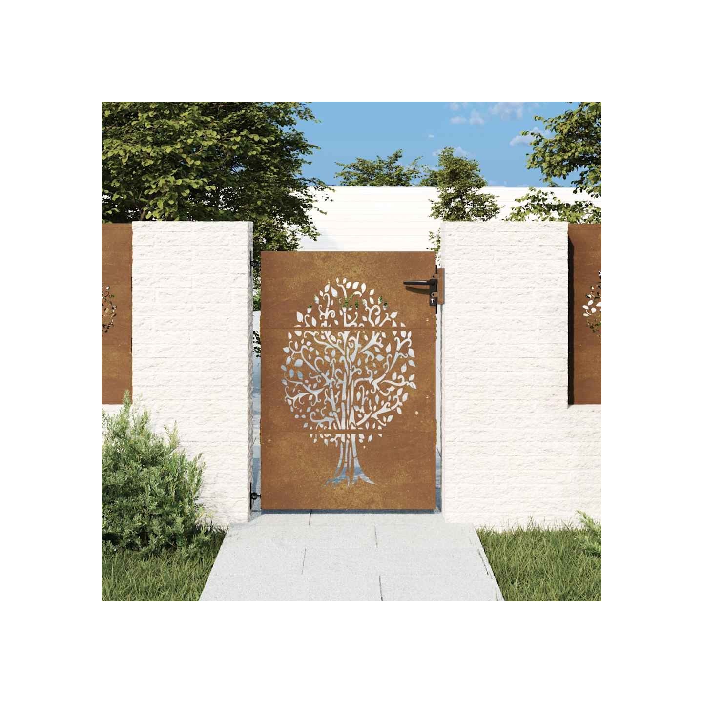 Portail de jardin 85x125 cm acier corten conception de l'arbre