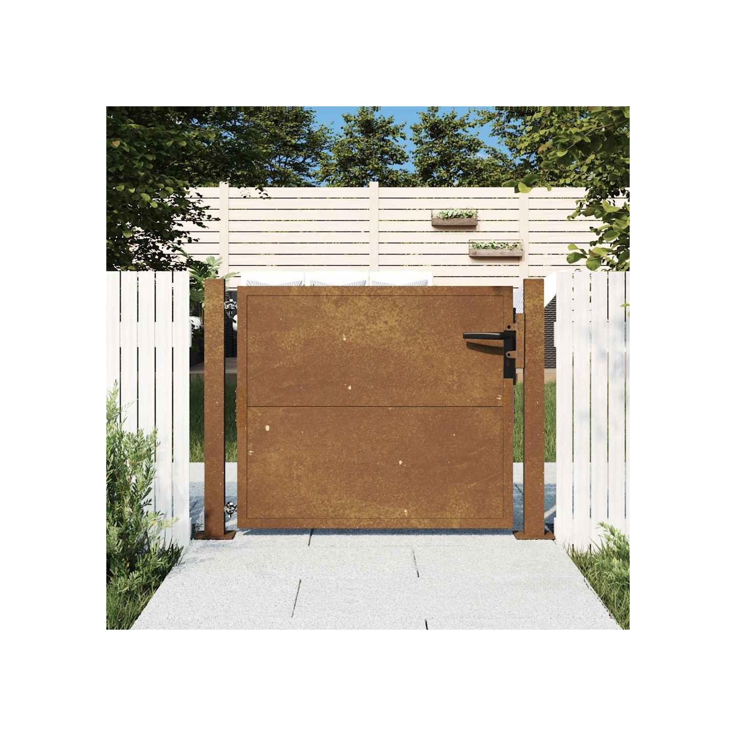 Portail de jardin 100x100 cm en acier Corten