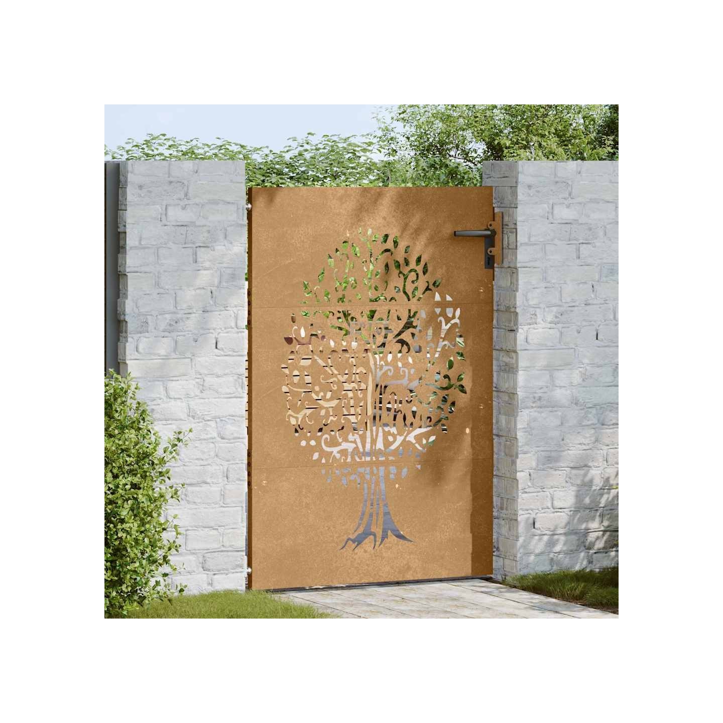 Portail de jardin 85x150 cm acier corten conception de l'arbre
