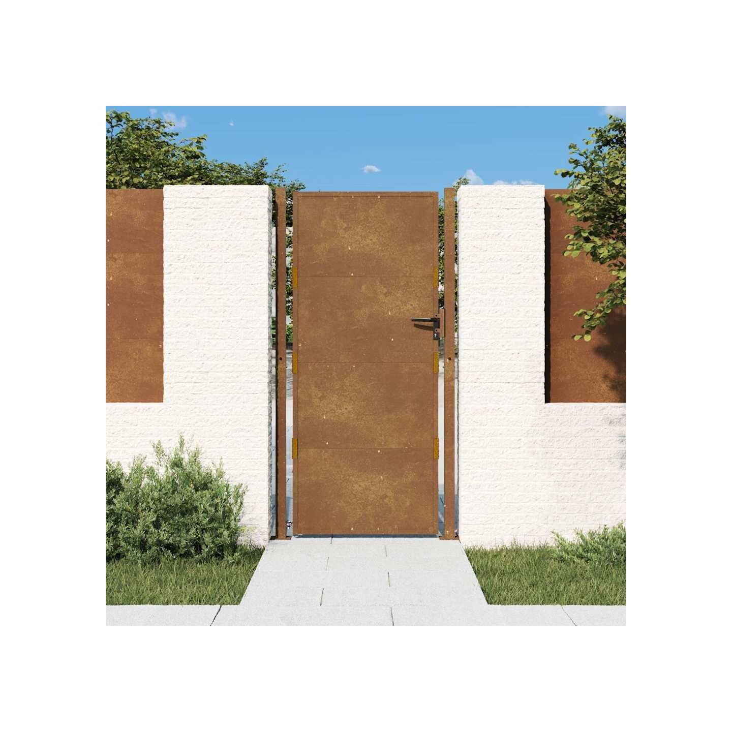 Portail de jardin 100x200 cm en acier Corten