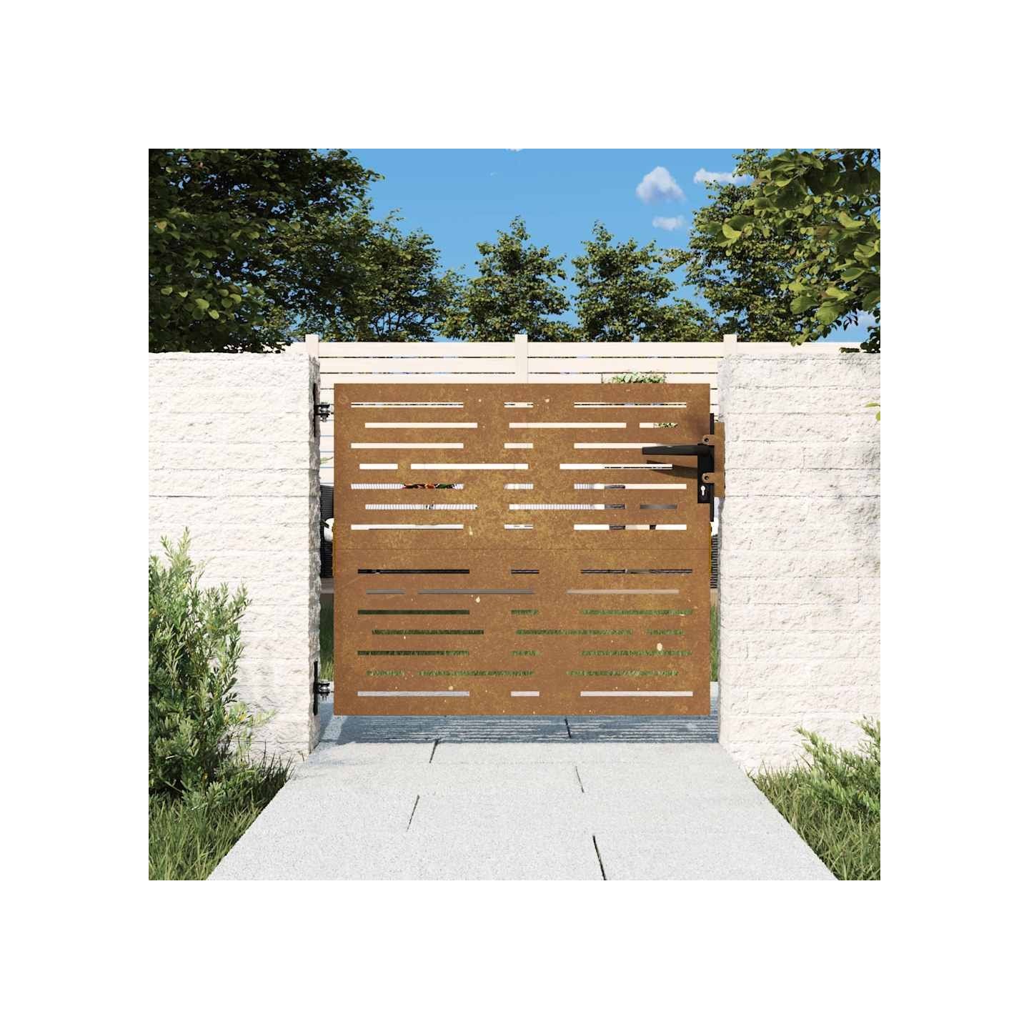 Portail de jardin 85x100 cm acier corten conception de carré