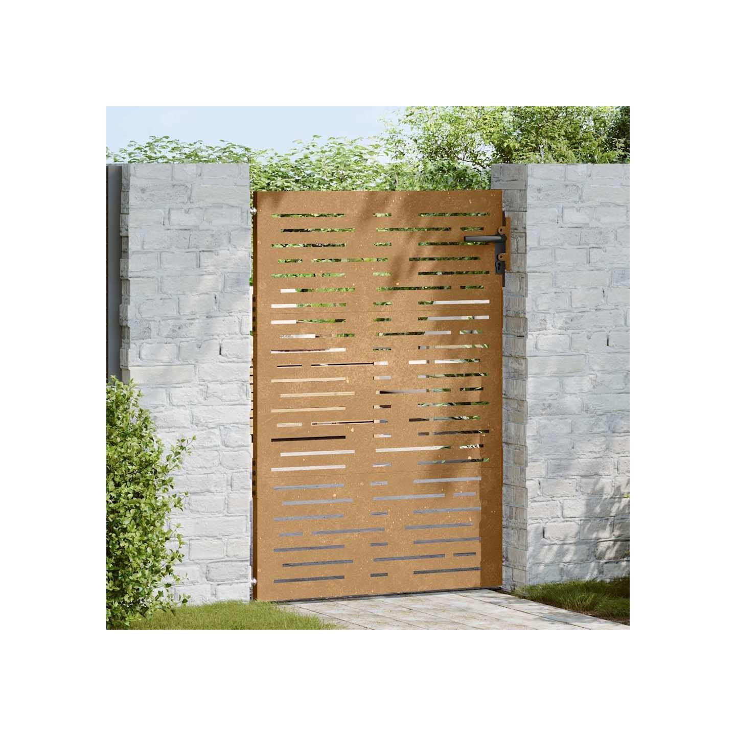 Portail de jardin 85x150 cm acier corten conception de carré