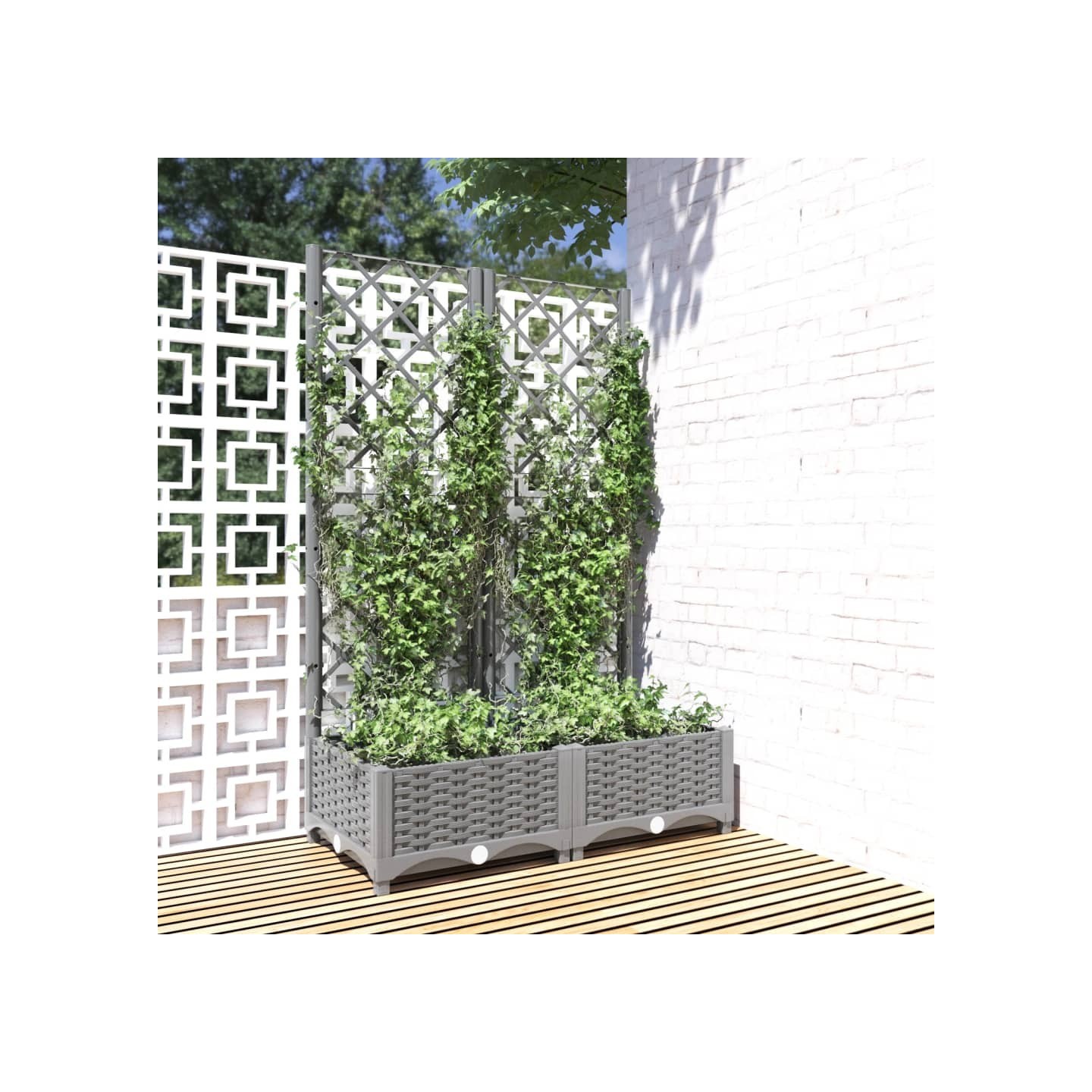 Jardinière avec treillis Gris clair 80x40x121,5 cm PP