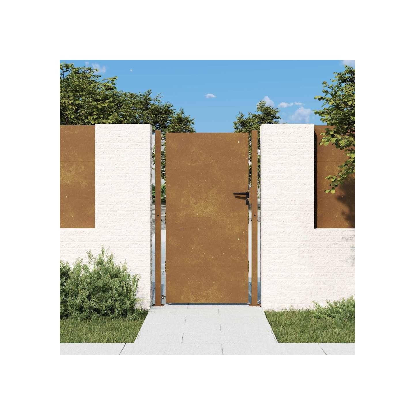 Portail de jardin 100x200 cm en acier Corten