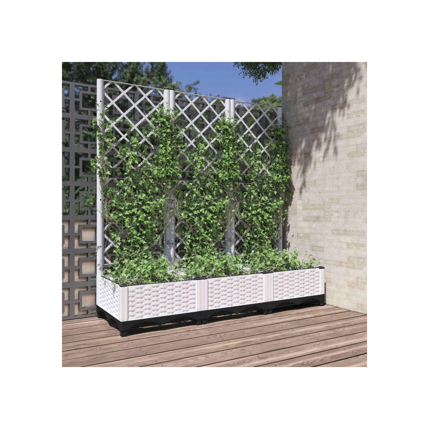 Jardinière avec treillis Blanc 120 x 40 x 121,5 cm PP