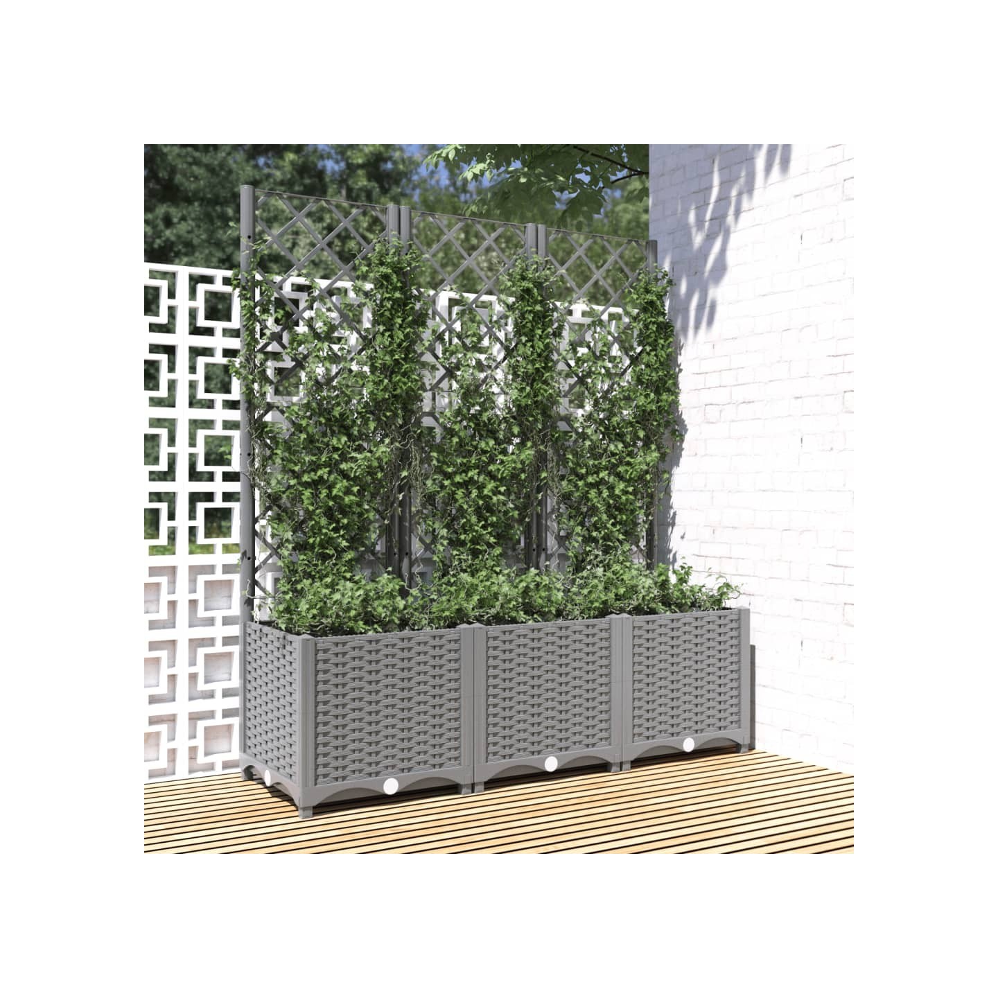 Jardinière avec treillis Gris clair 120x40x136 cm PP