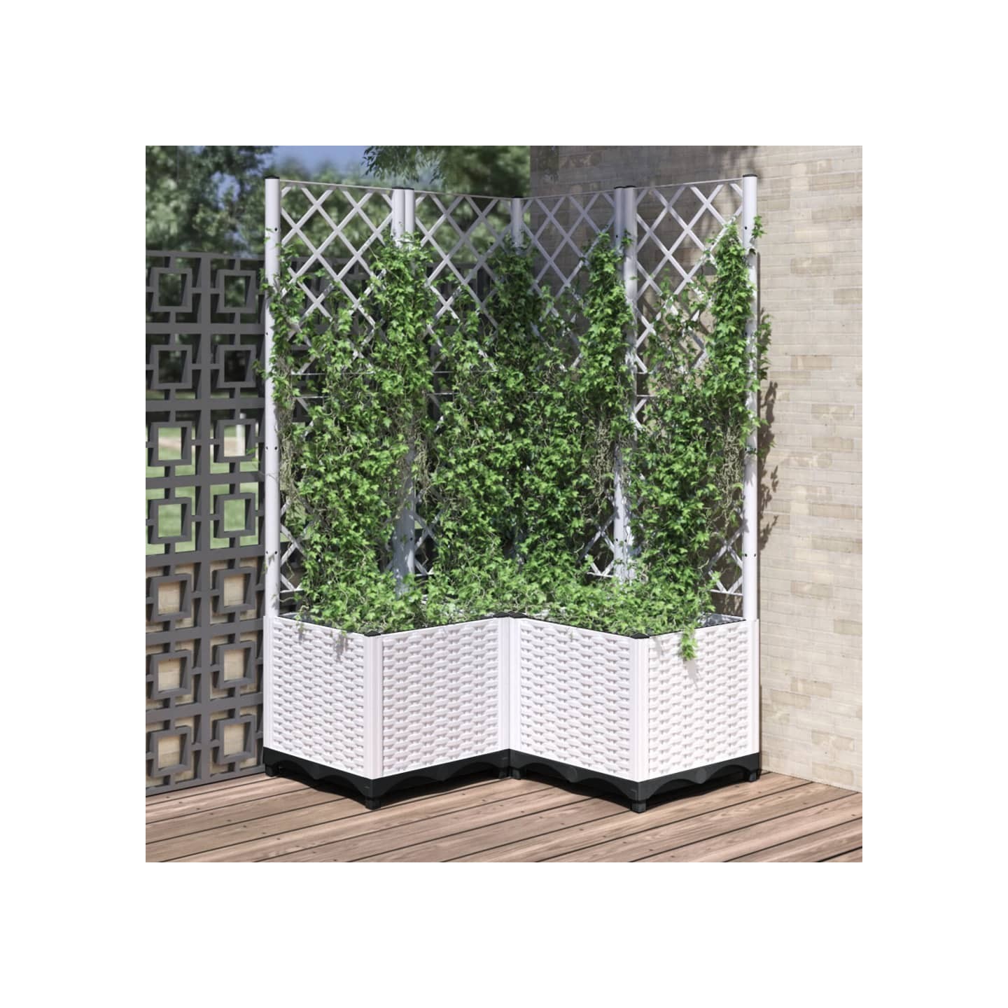 Jardinière avec treillis Blanc 80x80x136 cm PP