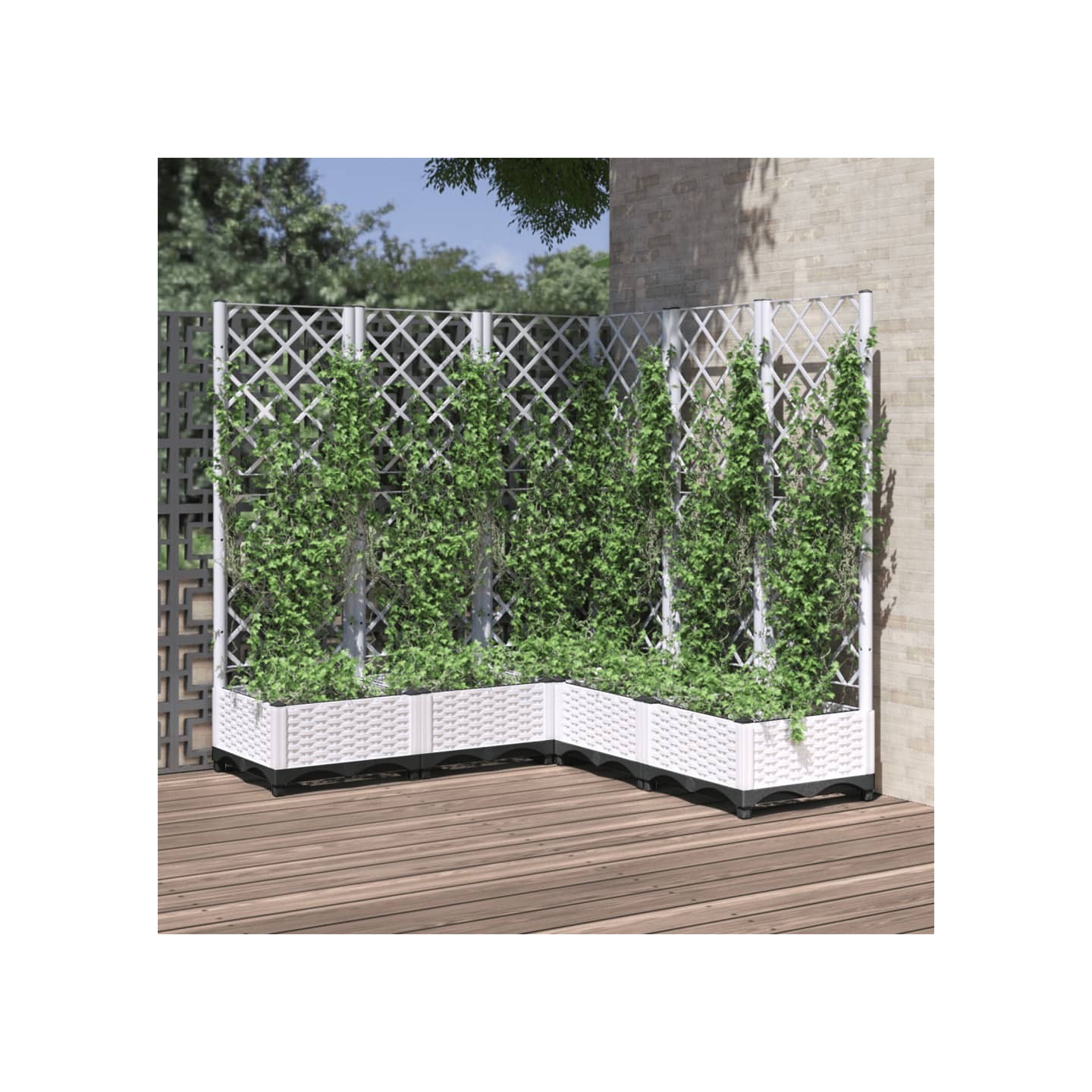 Jardinière avec treillis Blanc 120x120x121,5 cm PP