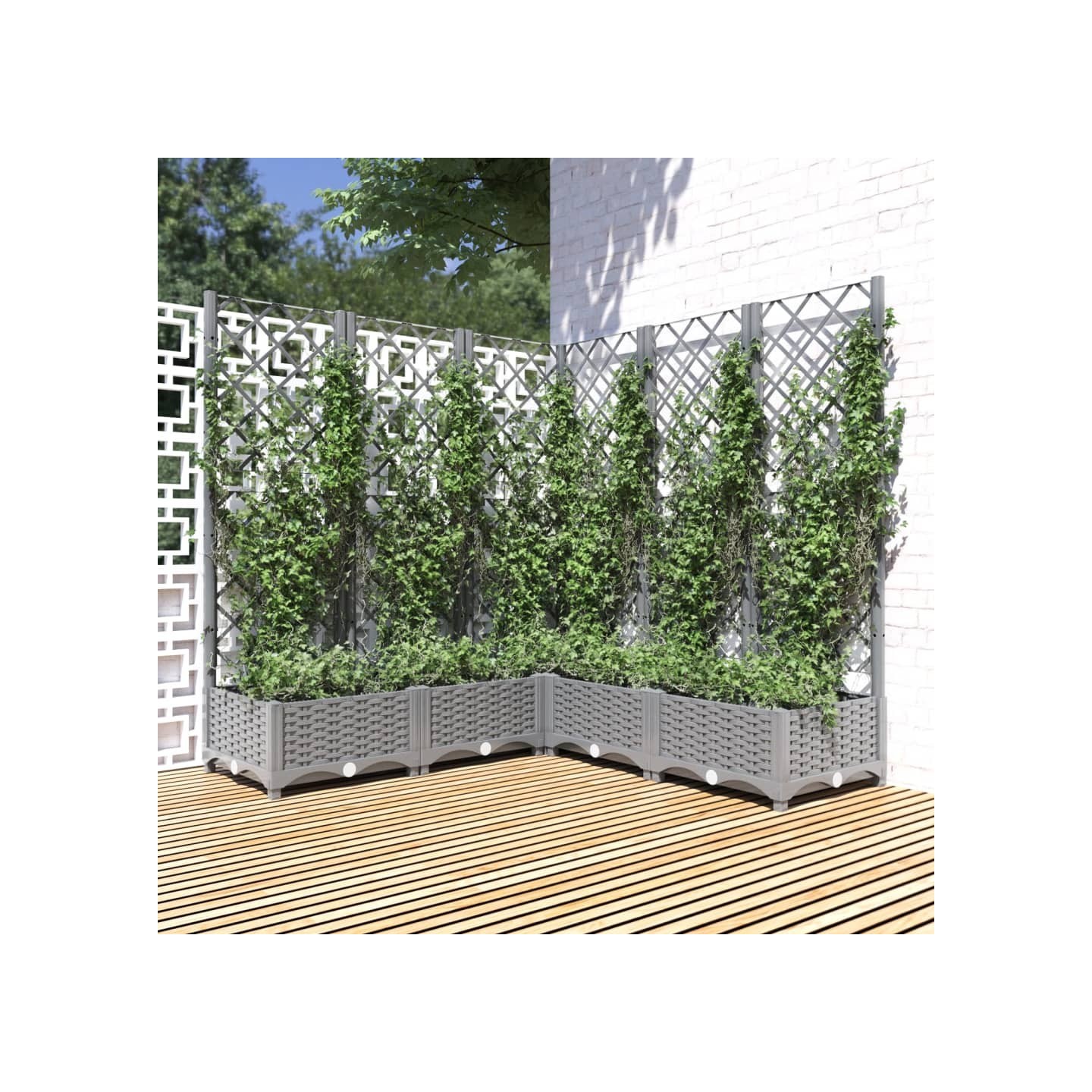 Jardinière avec treillis Gris clair 120x120x121,5 cm PP
