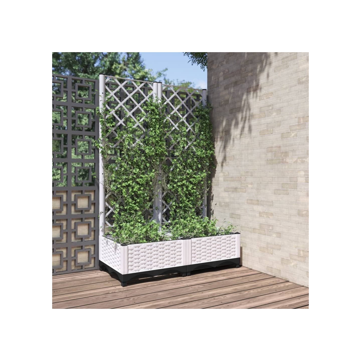 Jardinière avec treillis Blanc 80x40x121,5 cm PP