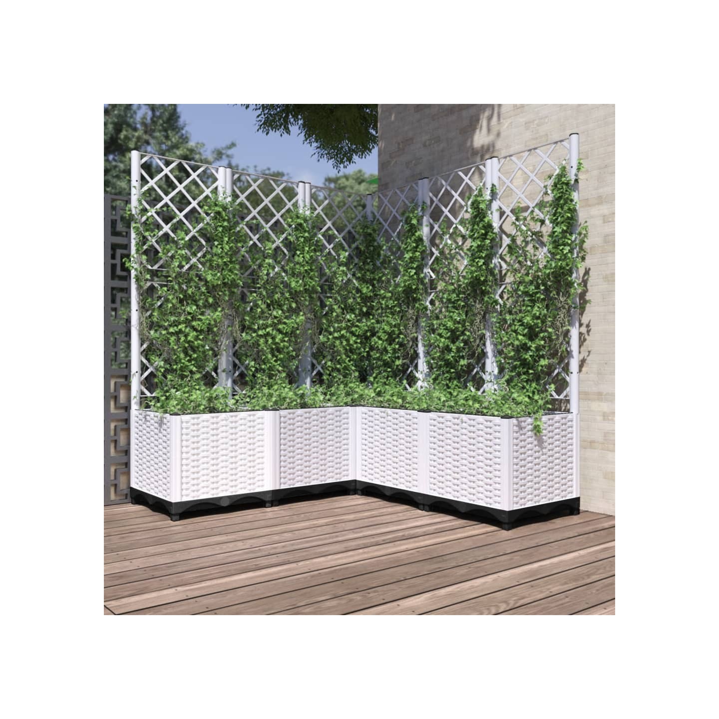Jardinière avec treillis Blanc 120x120x136 cm PP