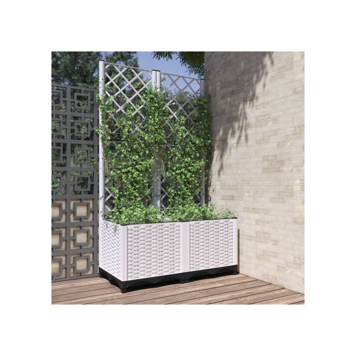 Jardinière avec treillis Blanc 80x40x136 cm PP