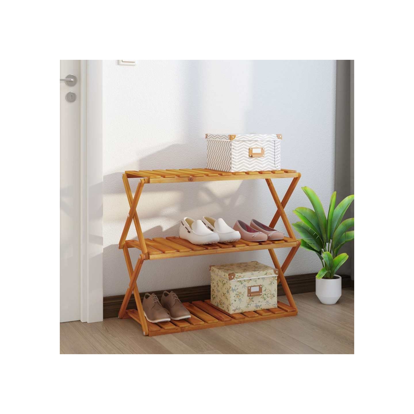 Étagère pliable à 3 niveaux Marron 70x31x63 cm Bois d'acacia