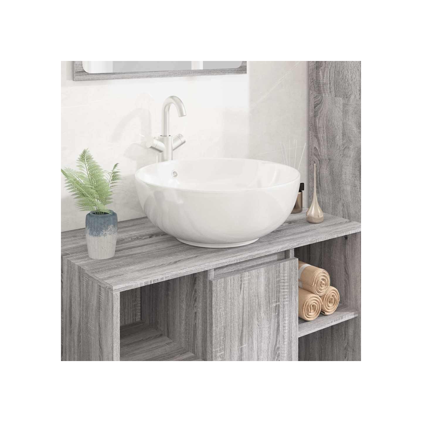 Lavabo blanc 44x17 cm céramique rond