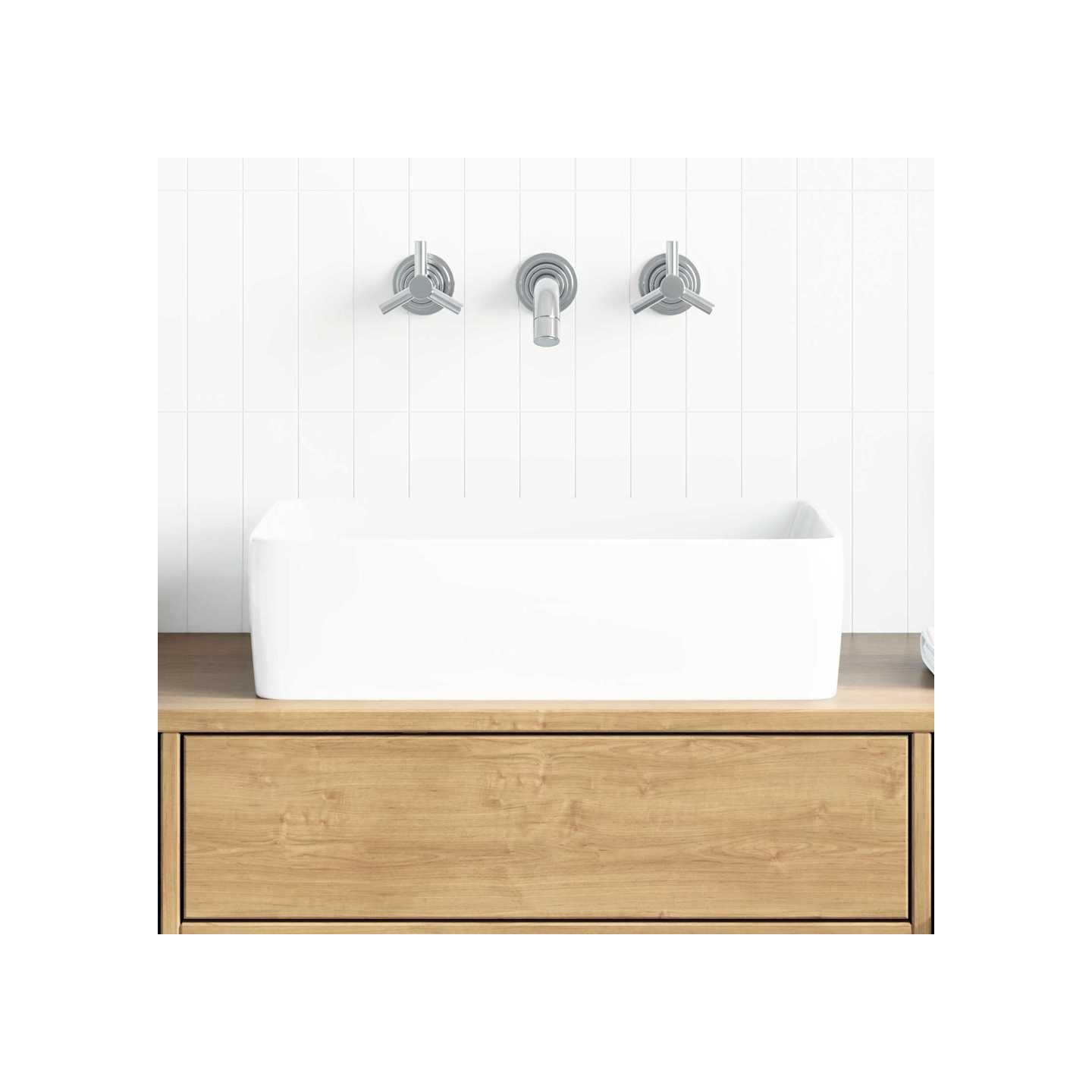Lavabo blanc 48x37x13 cm céramique rectangle