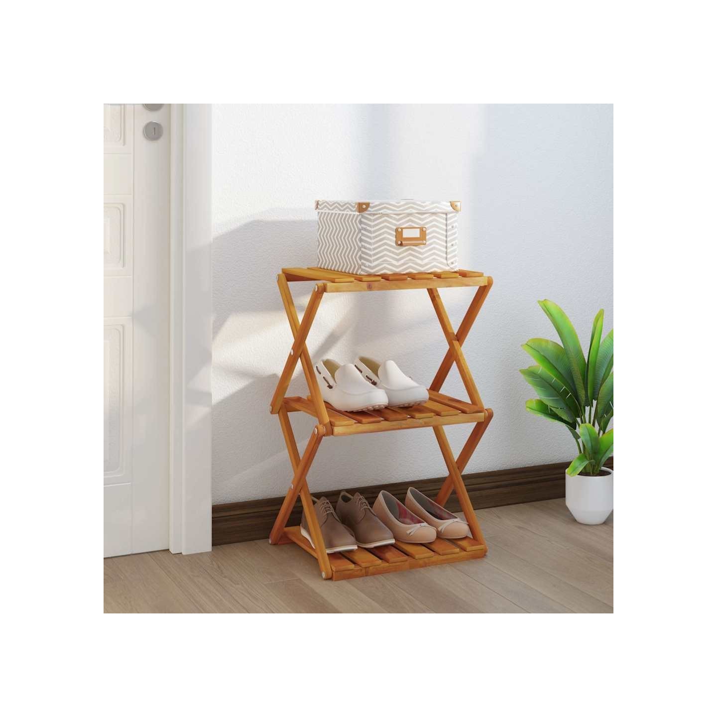 Étagère pliable à 3 niveaux Marron 43x31x63 cm Bois d'acacia