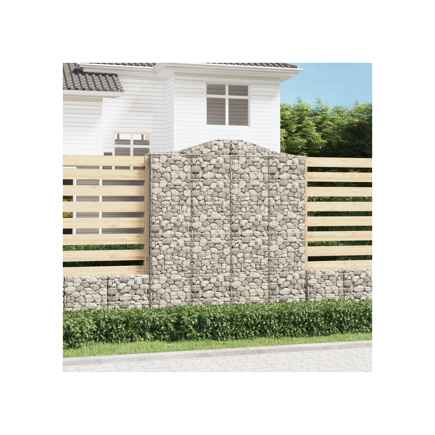 Panier de gabions arqué 200x50x220/240 cm Fer galvanisé