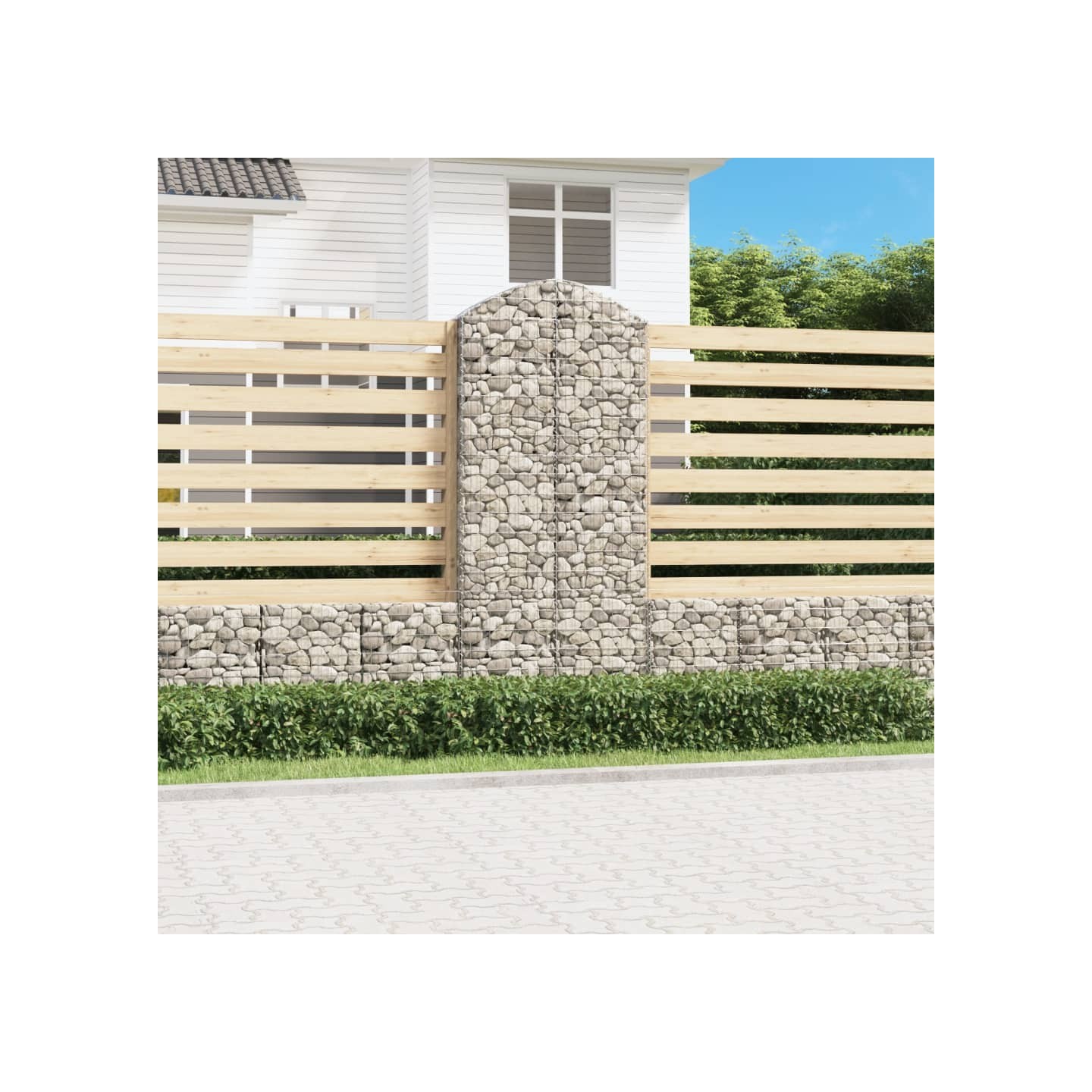 Panier de gabions arqué 100x30x220/240 cm Fer galvanisé