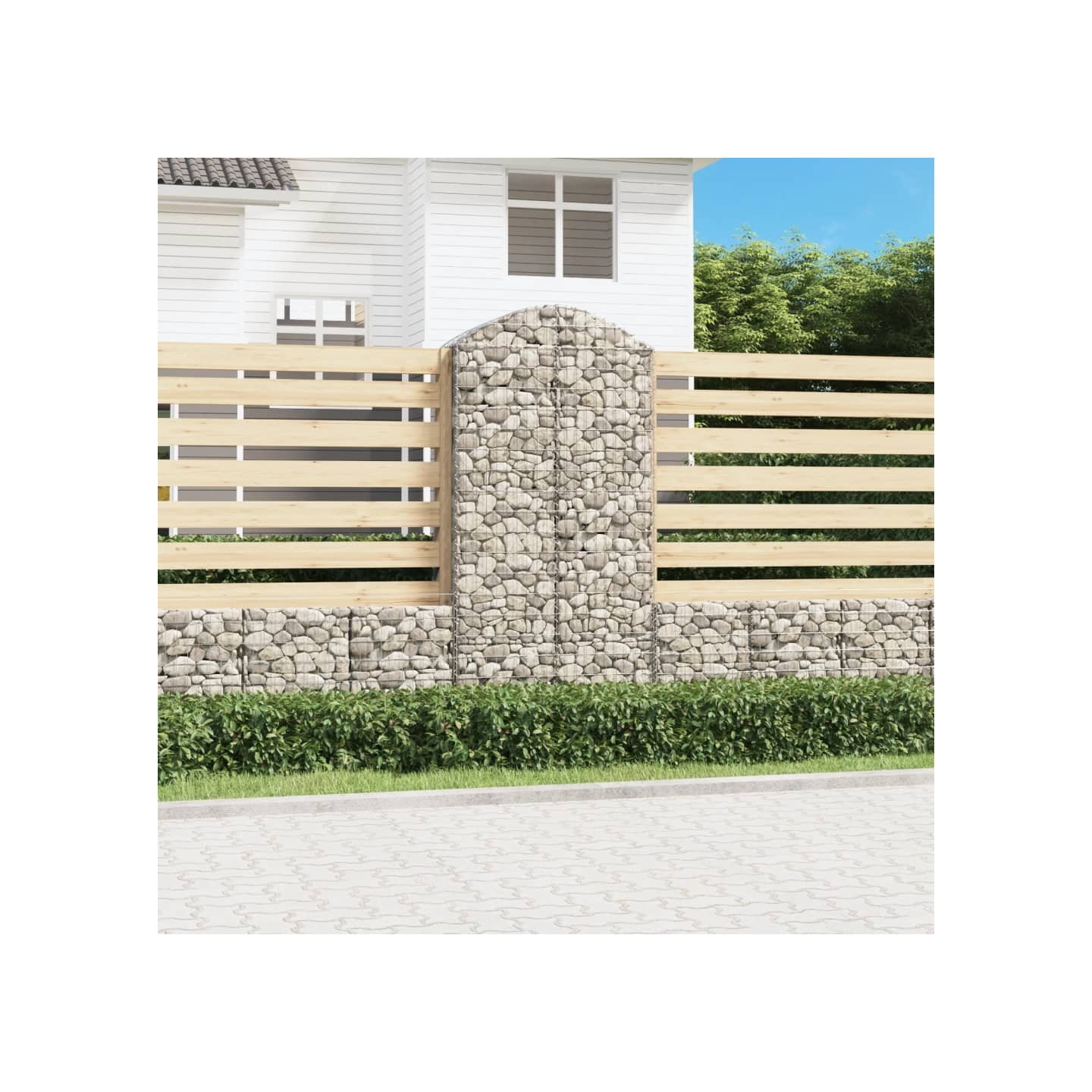 Panier de gabions arqué 100x50x200/220 cm Fer galvanisé