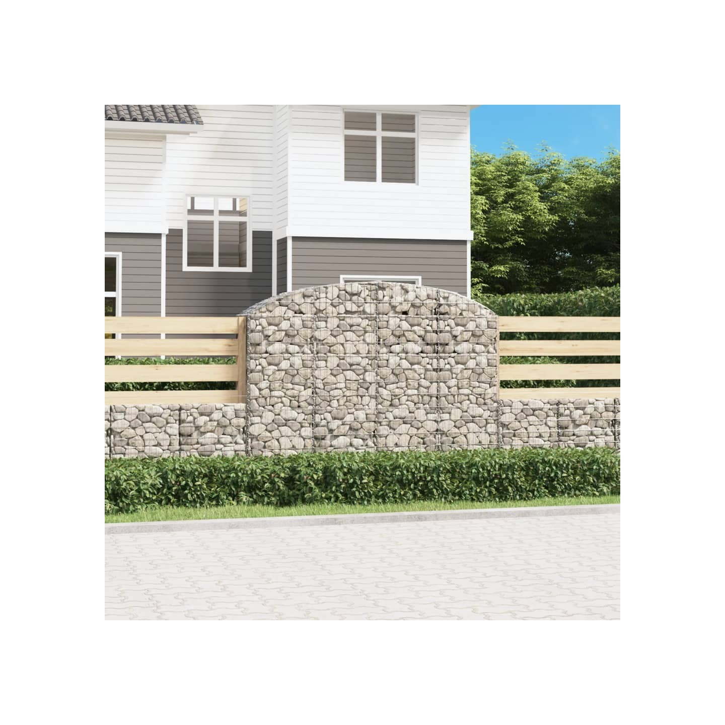 Panier de gabions arqué 200x50x140/160 cm Fer galvanisé
