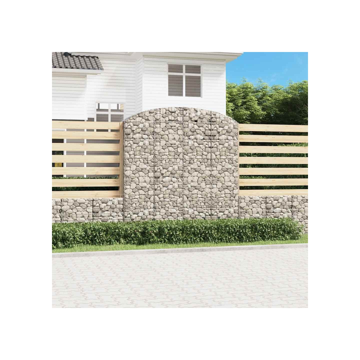 Panier de gabions arqué 200x50x200/220 cm Fer galvanisé