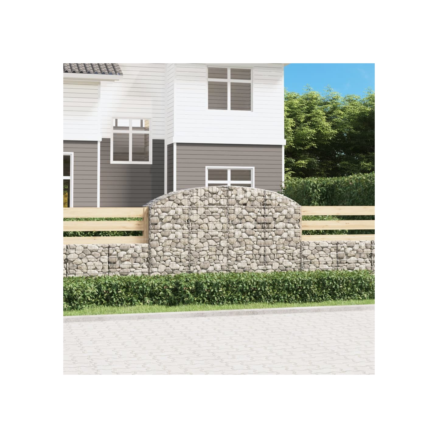 Panier de gabions arqué 200x50x120/140 cm Fer galvanisé