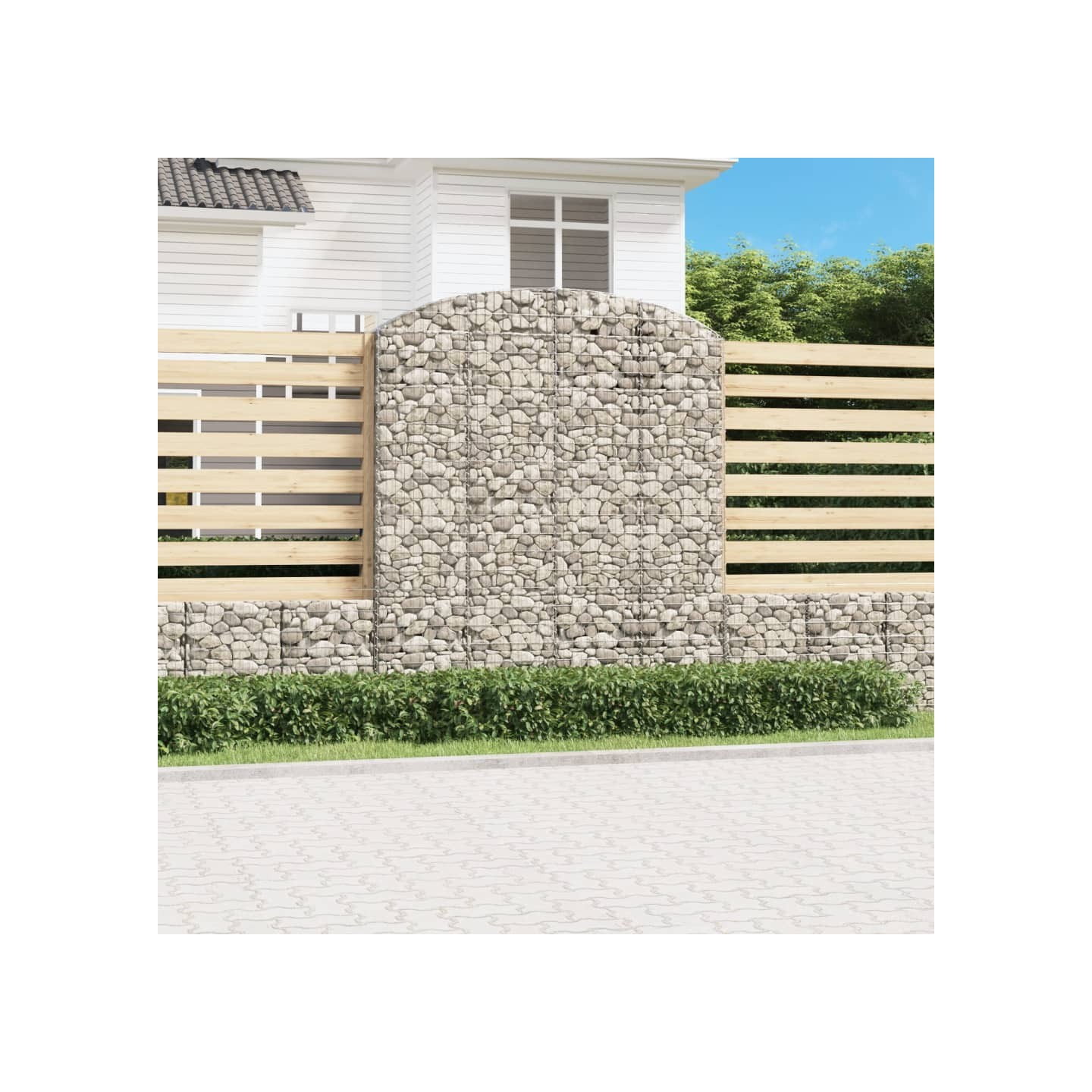 Panier de gabions arqué 200x50x220/240 cm Fer galvanisé