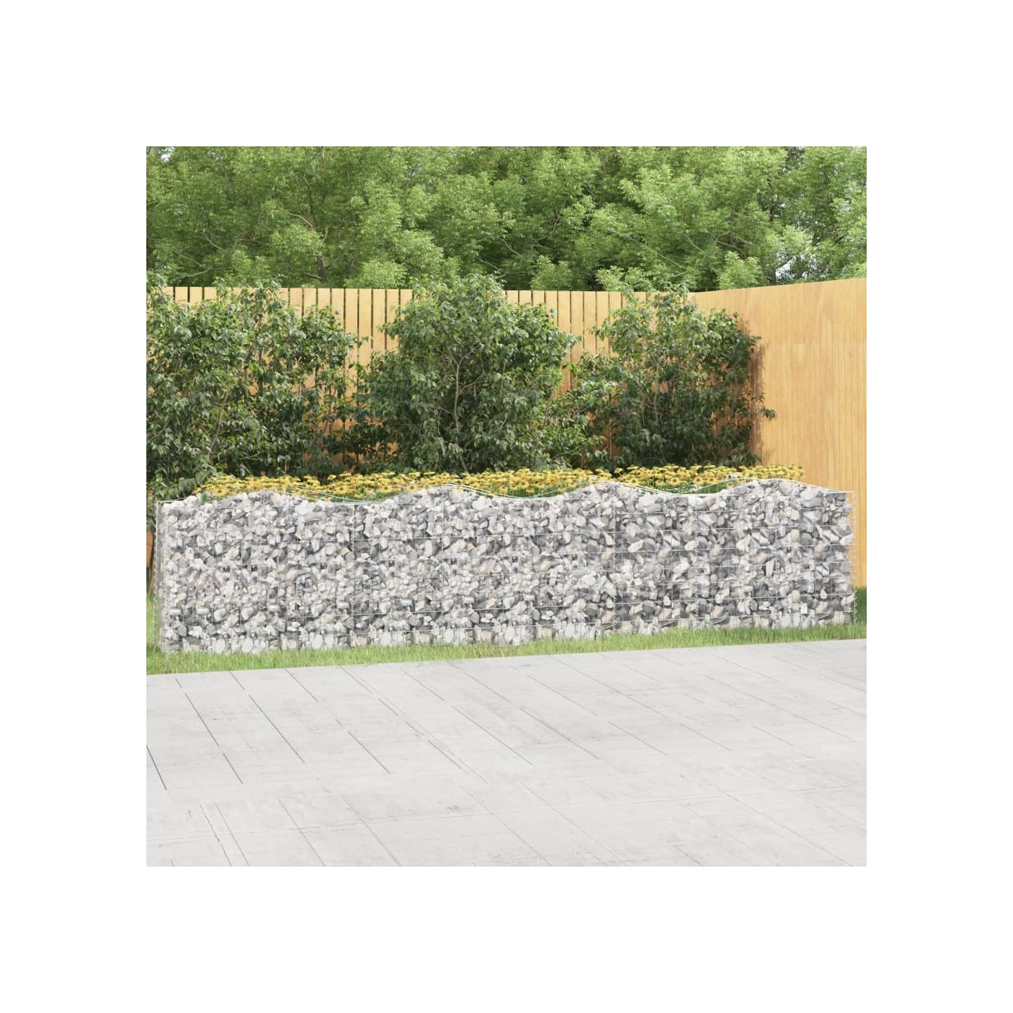 Lit surélevé à gabions arqué 400x50x100 cm Fer galvanisé