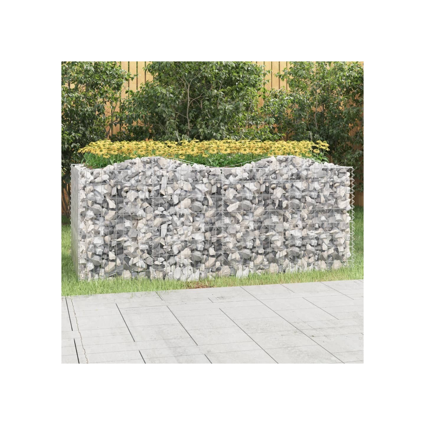 Lit surélevé à gabions arqué 200x100x100 cm Fer galvanisé