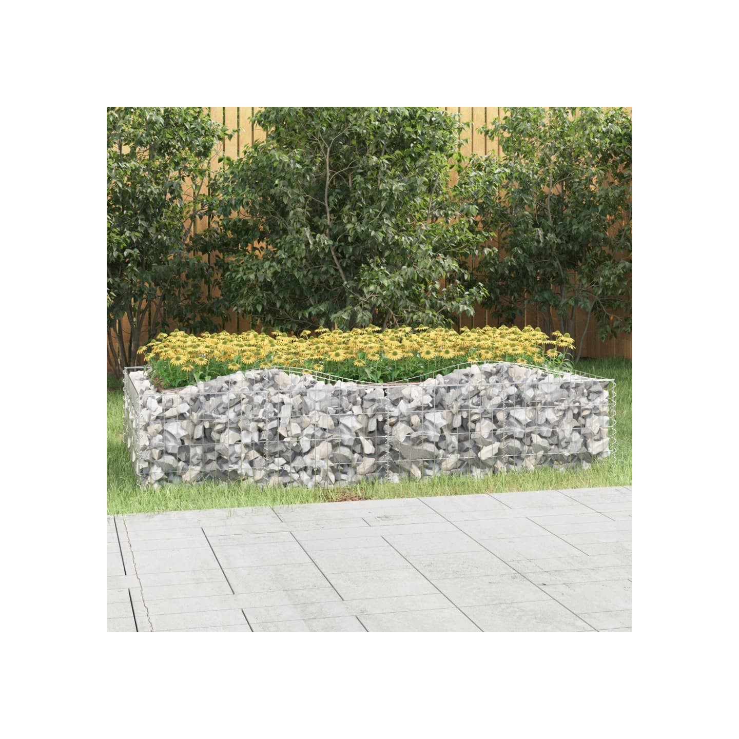 Lit surélevé à gabions arqué 200x100x50 cm Fer galvanisé