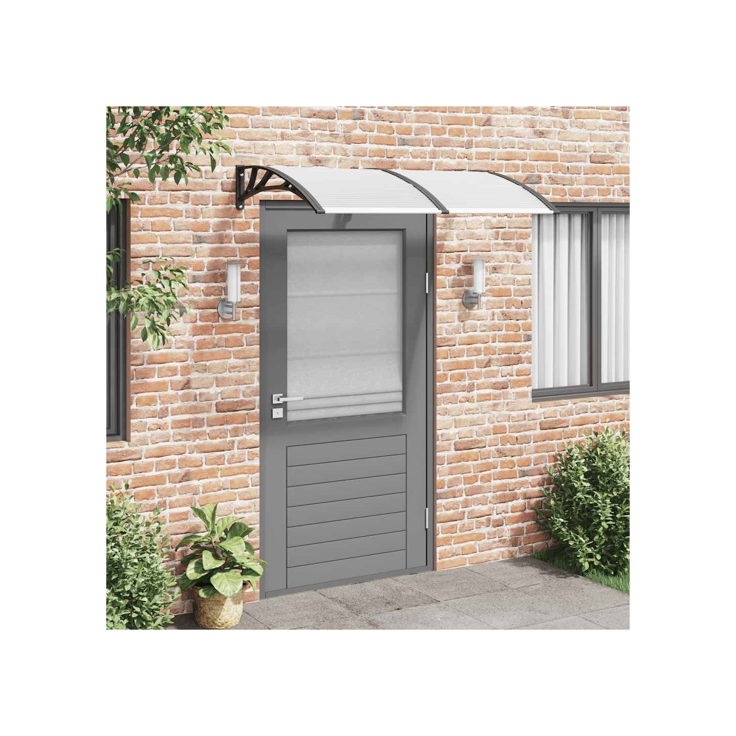 Auvent de porte Noir et transparent 150x75 cm Polycarbonate
