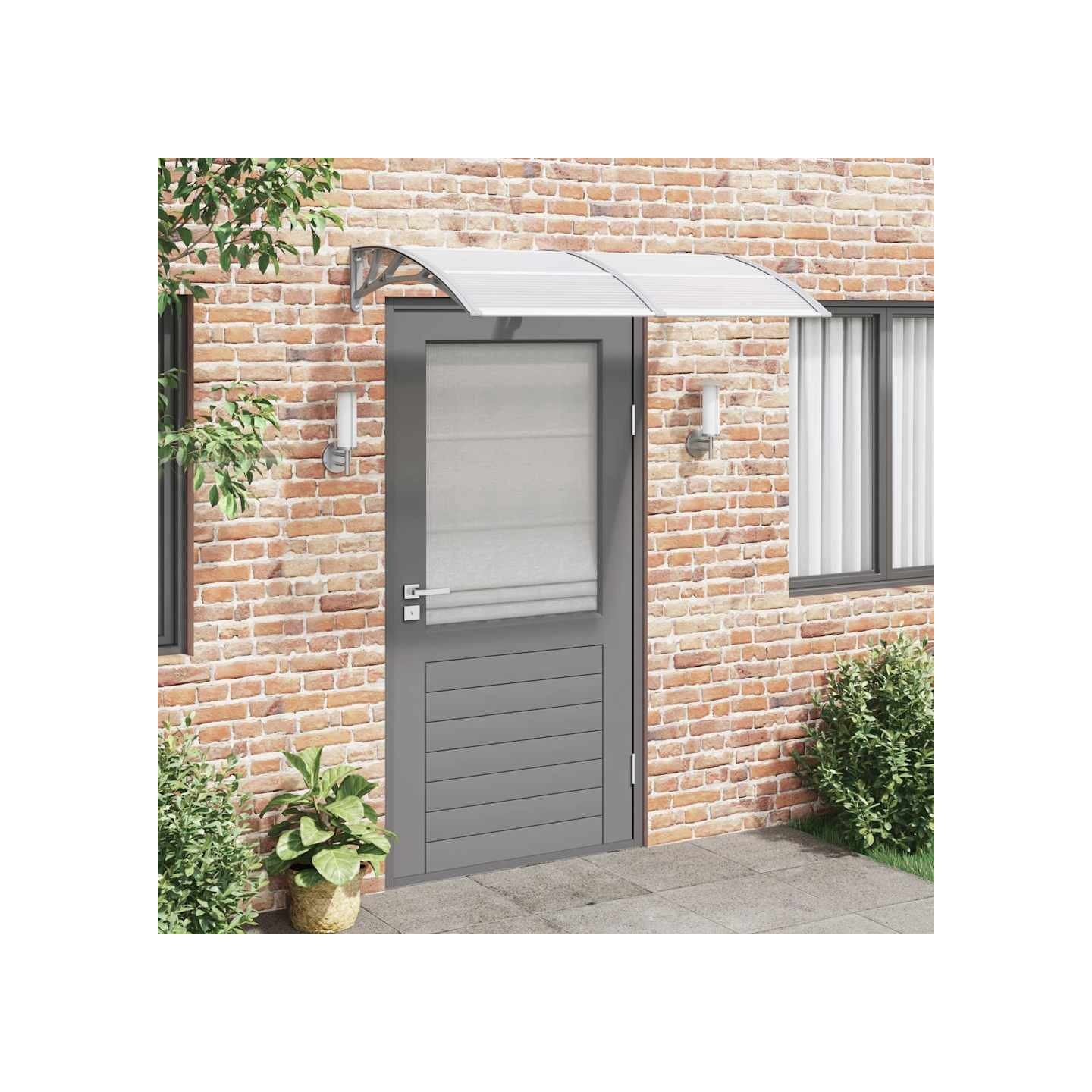 Auvent de porte Gris 150x100 cm Polycarbonate
