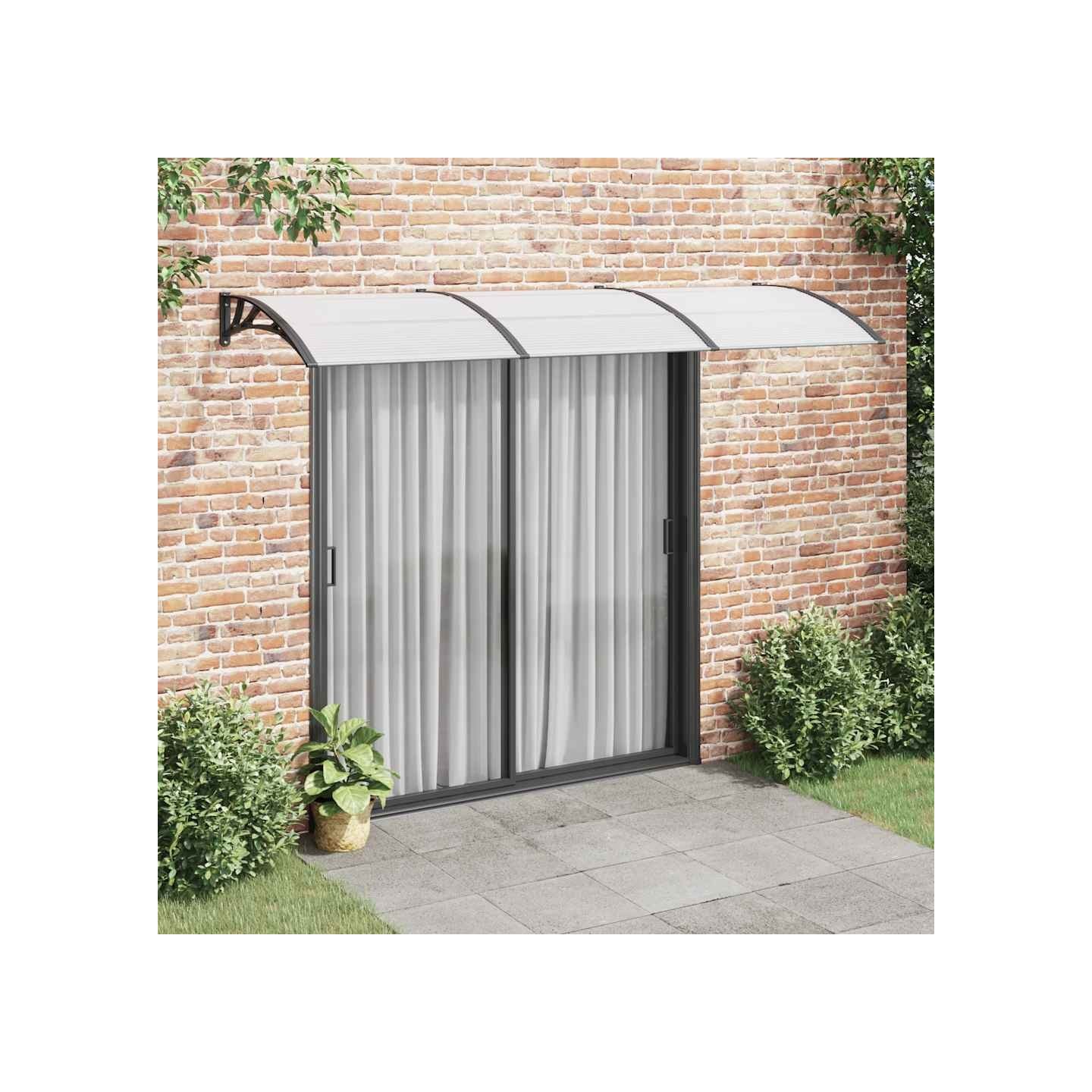 Auvent de porte Noir et transparent 300x75 cm Polycarbonate