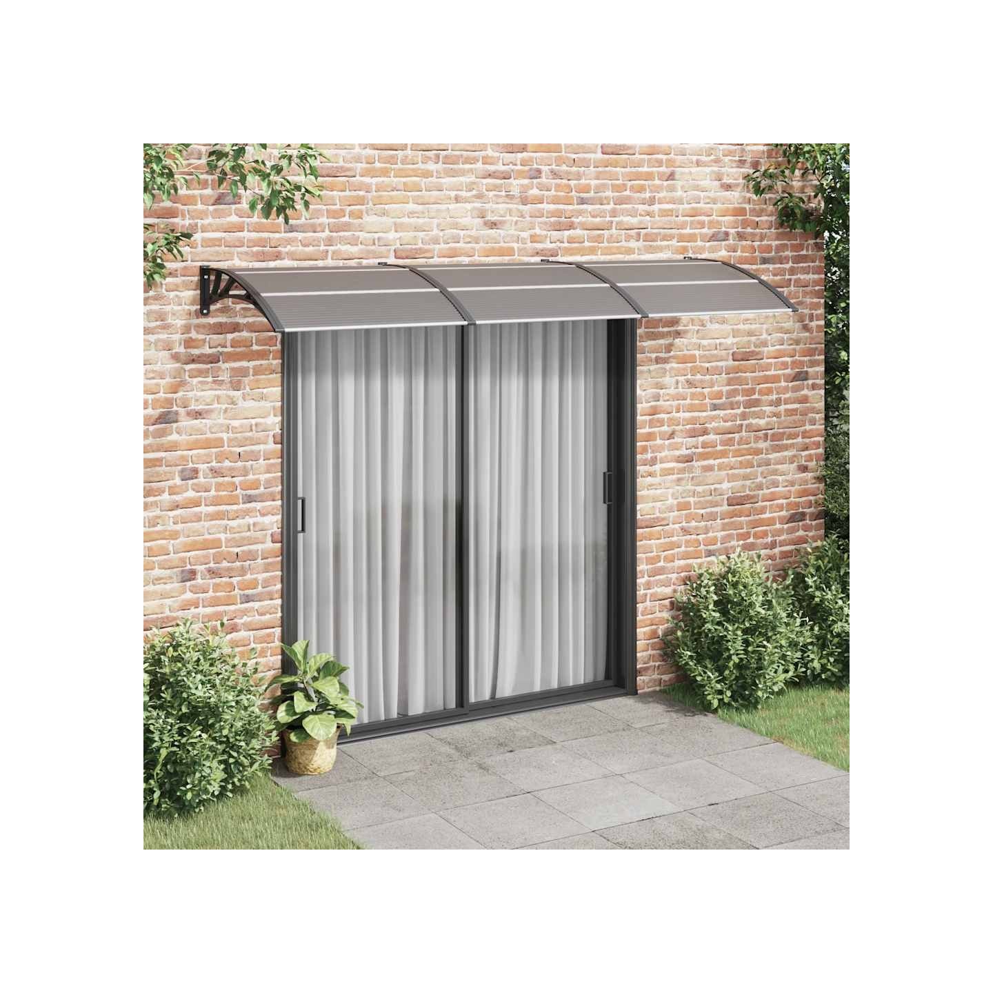 Auvent de porte Noir 300x75 cm Polycarbonate