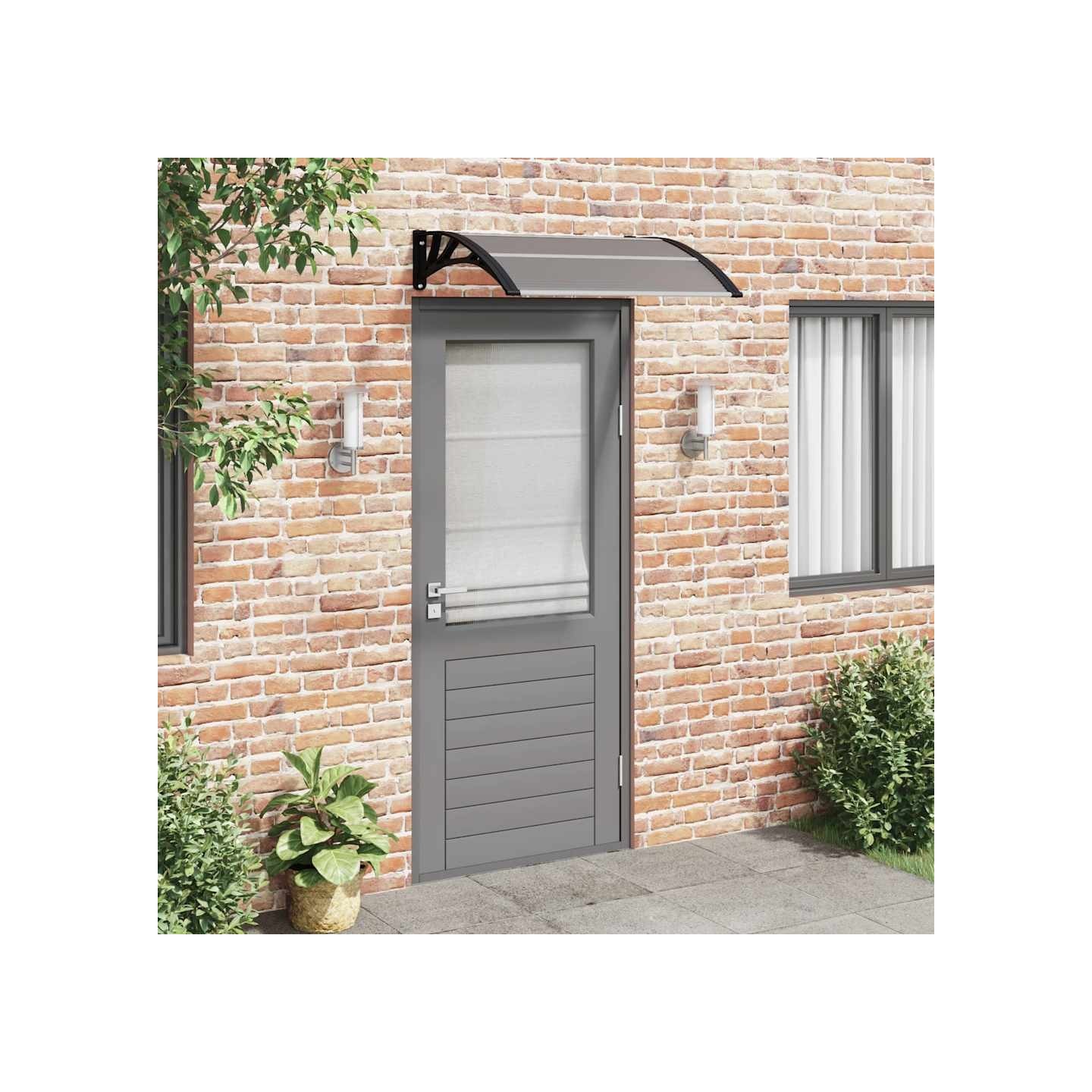 Auvent de porte noir 100 x 75 cm en polycarbonate
